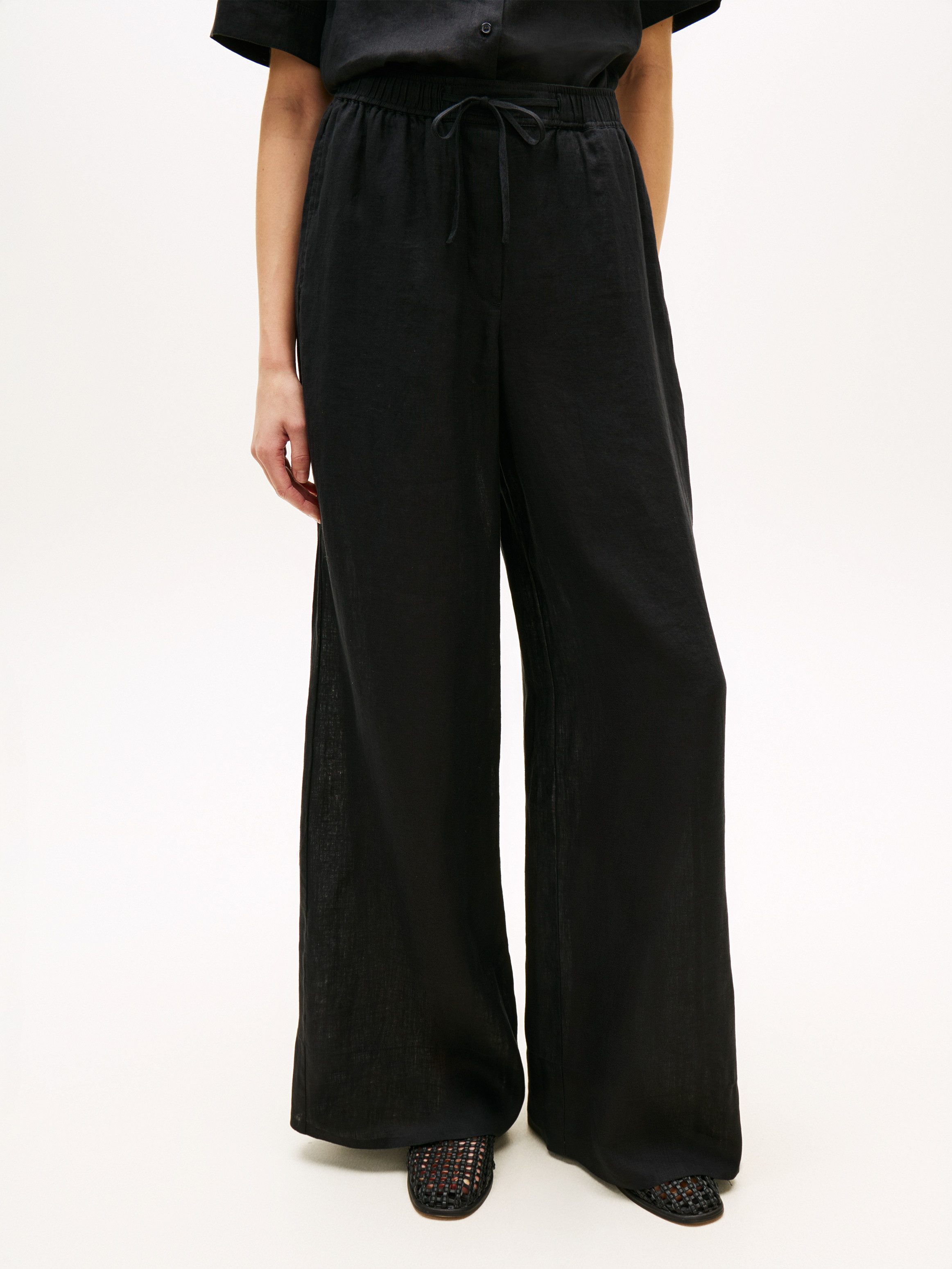 Tommy Hilfiger Leinenhose ESS LINEN PULL ON PANTS in lockerer Passform, Elastikbund