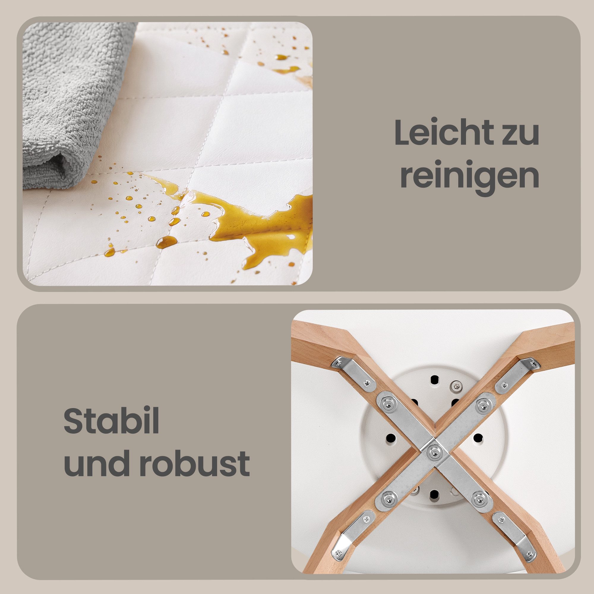 VASAGLE Esszimmerstuhl aus PU-Leder und Buchenholz, für Esszimmer und Büro, Gepolsterte Küchenstühle, 4er Set, 46,5 x 57 x 79 cm – Bild 5 von 5