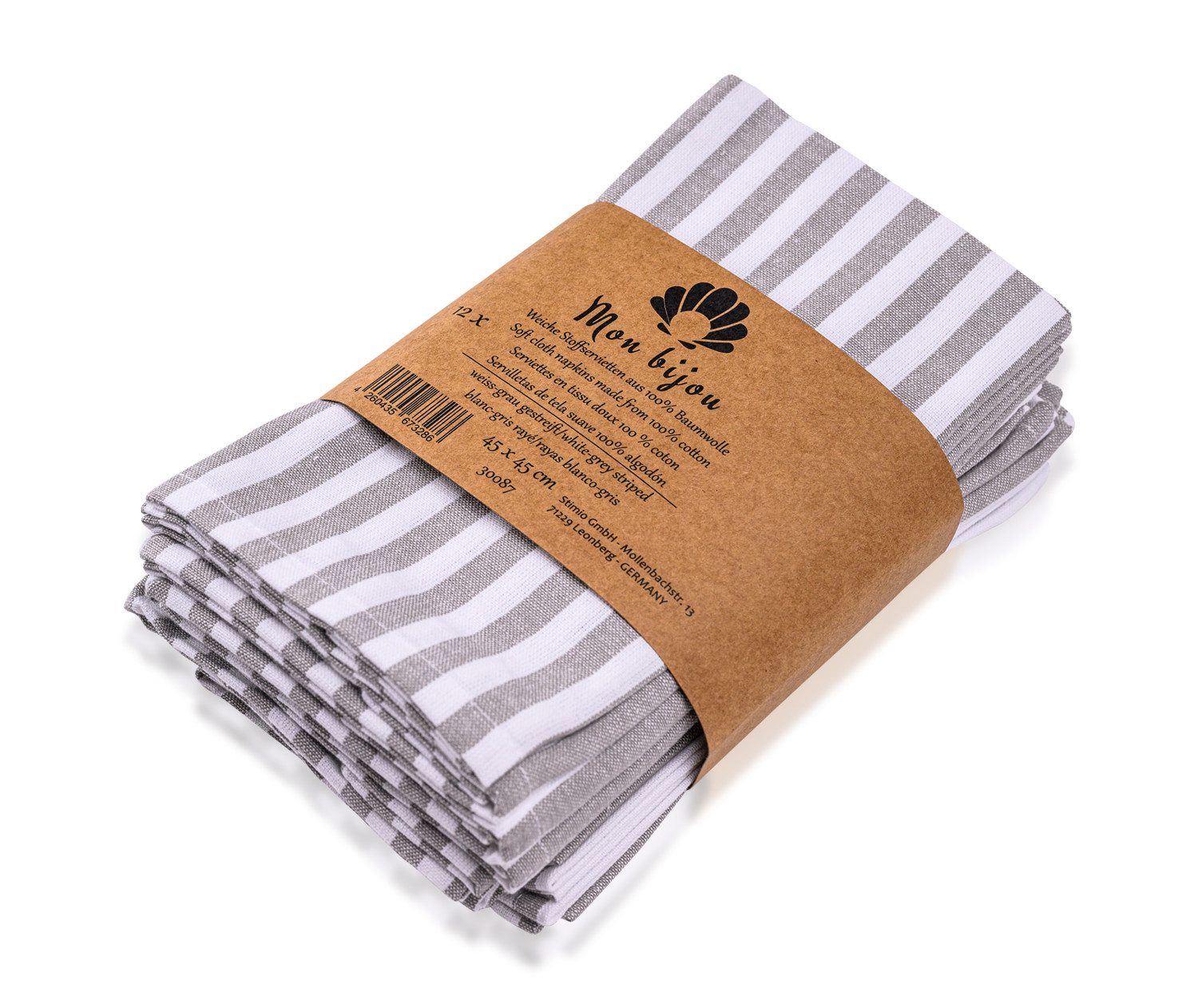 Mon Bijou Stoffserviette Baumwollservietten Серветки 100% Baumwolle Stoff waschbar nachhaltig, (Tischservietten im Landhausstil Set 45 x 45cm, 36 St., Tischdeko Hochzeit, Weihnachten, Geburtstag, Familienfeier, Ostern), Klassisches Streifendesign Stoffservietten für den Festtag Tisch