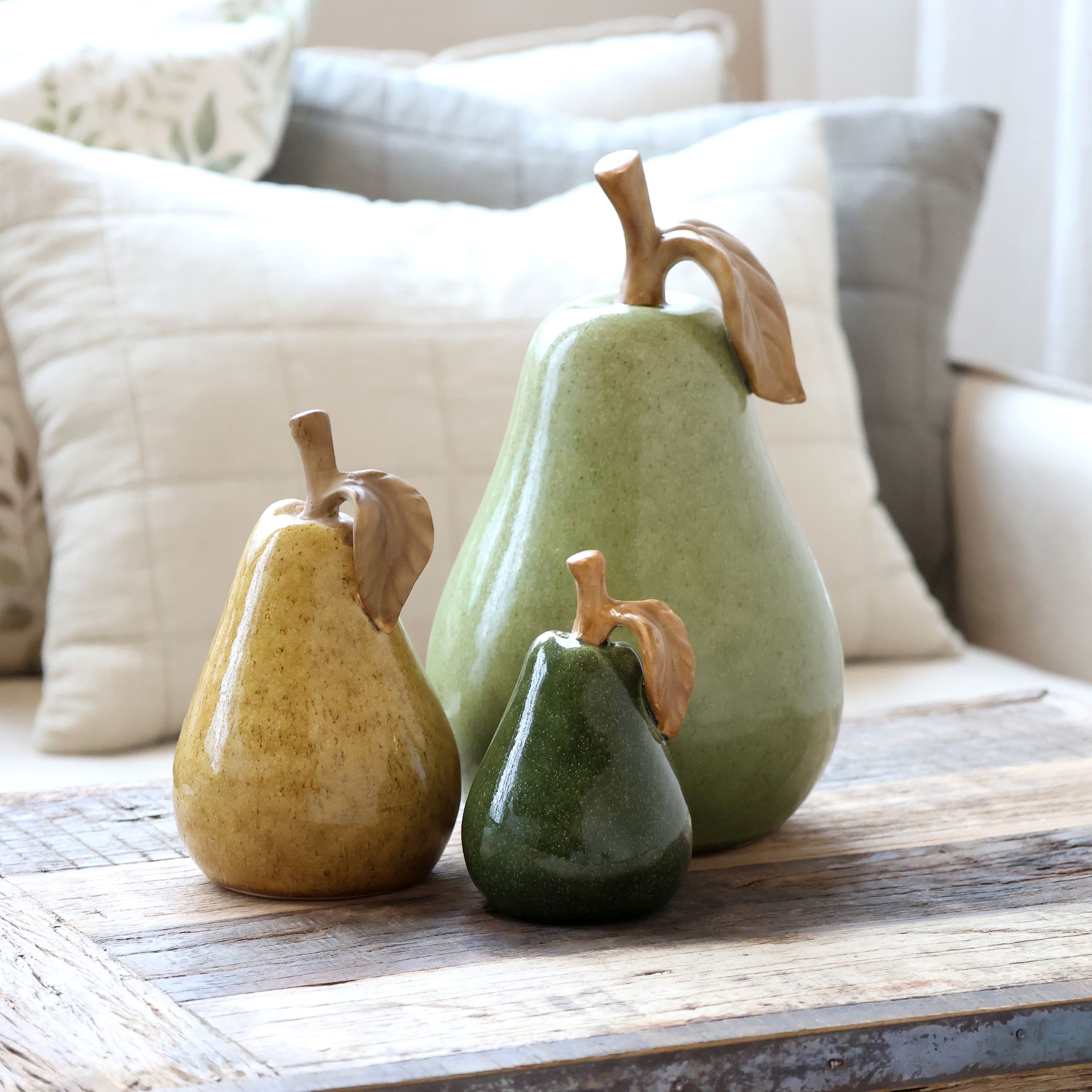 Chic Antique Dekoobjekt Chic Antique - Dekofigur Birne Deko Obst H28/D17,5cm Keramik Verte