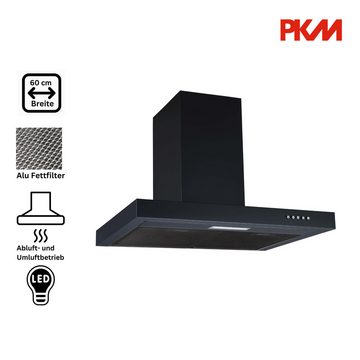 PKM Wandhaube PKM 6004BH Dunstabzugshaube, 60 cm, schwarz, 60 cm breit, schwarz, 3 Leistungsstufen, LED-Beleuchtung