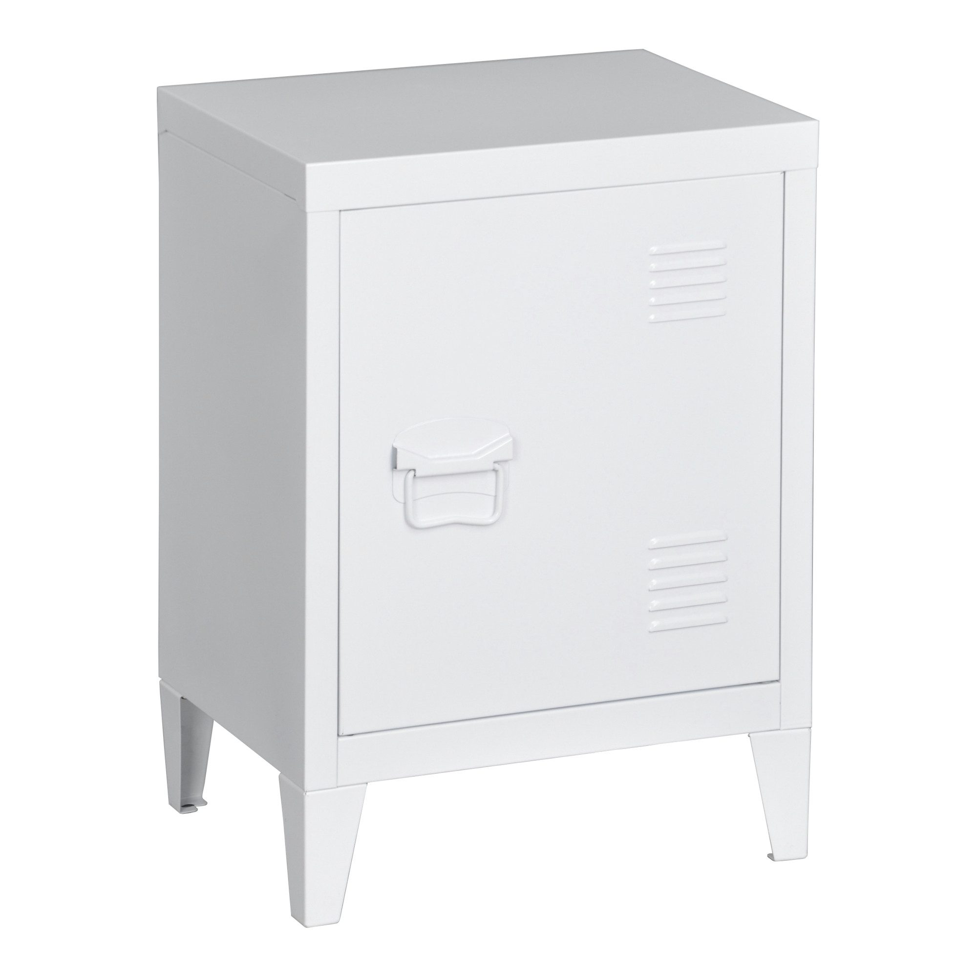 en.casa Nachtschrank (1-St) »Inari« mit Türgriff links Stahl 57 x 40 x 30 cm Weiß