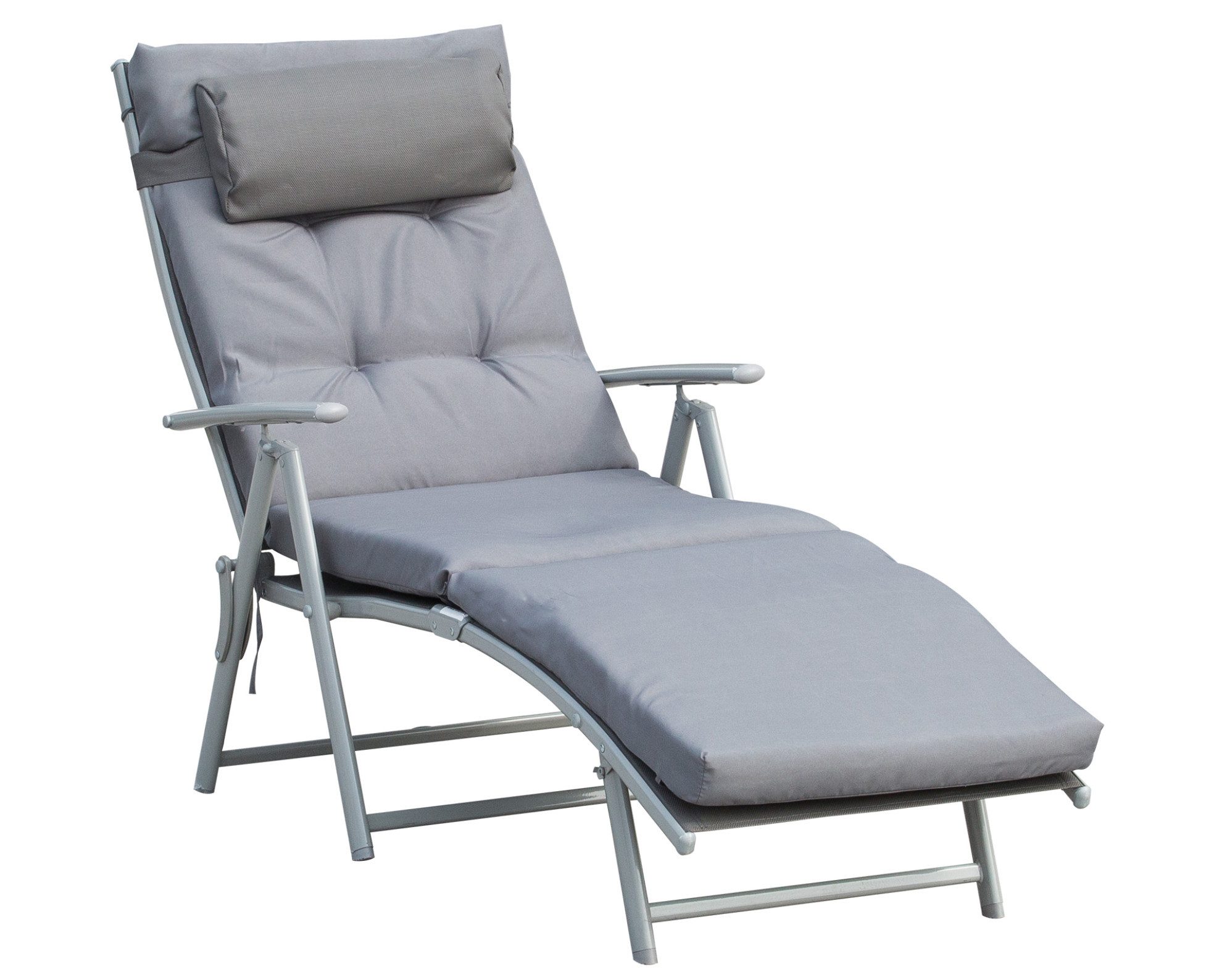 XDeer Relaxliege Sonnenliege klappbar Strandliege mit Kopfkissen, Sitzkissen, Liegestuhl mit 7-Fach verstellbare Rückenlehne Gartenliege Relaxliege