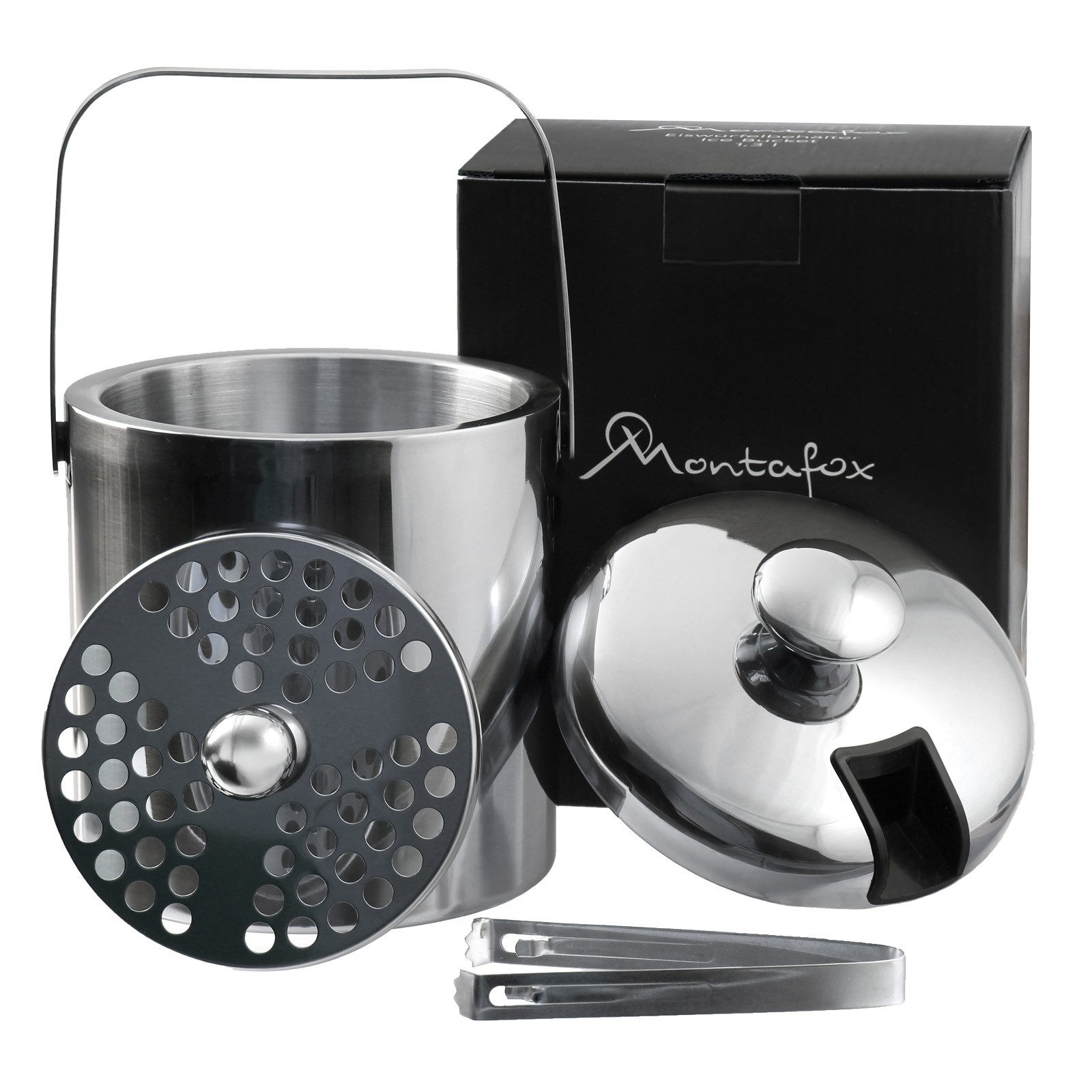 Montafox Eiswürfelbehälter Montafox Edelstahl Eiswürfelbehälter 1,3 Liter