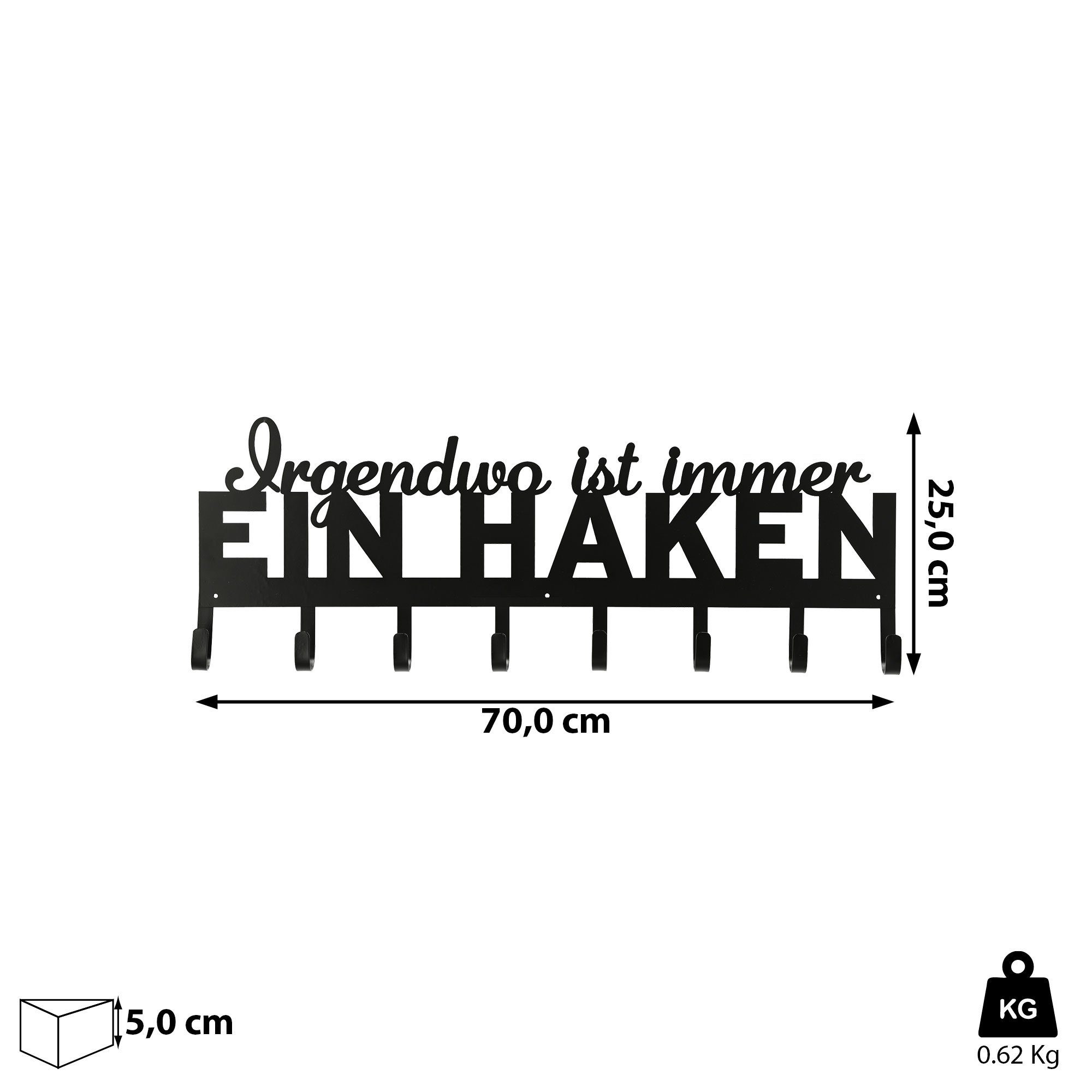 CEPEWA Garderobenleiste Garderobenleiste "Haken" 70x5x25cm Spruch 8 Haken günstig online kaufen