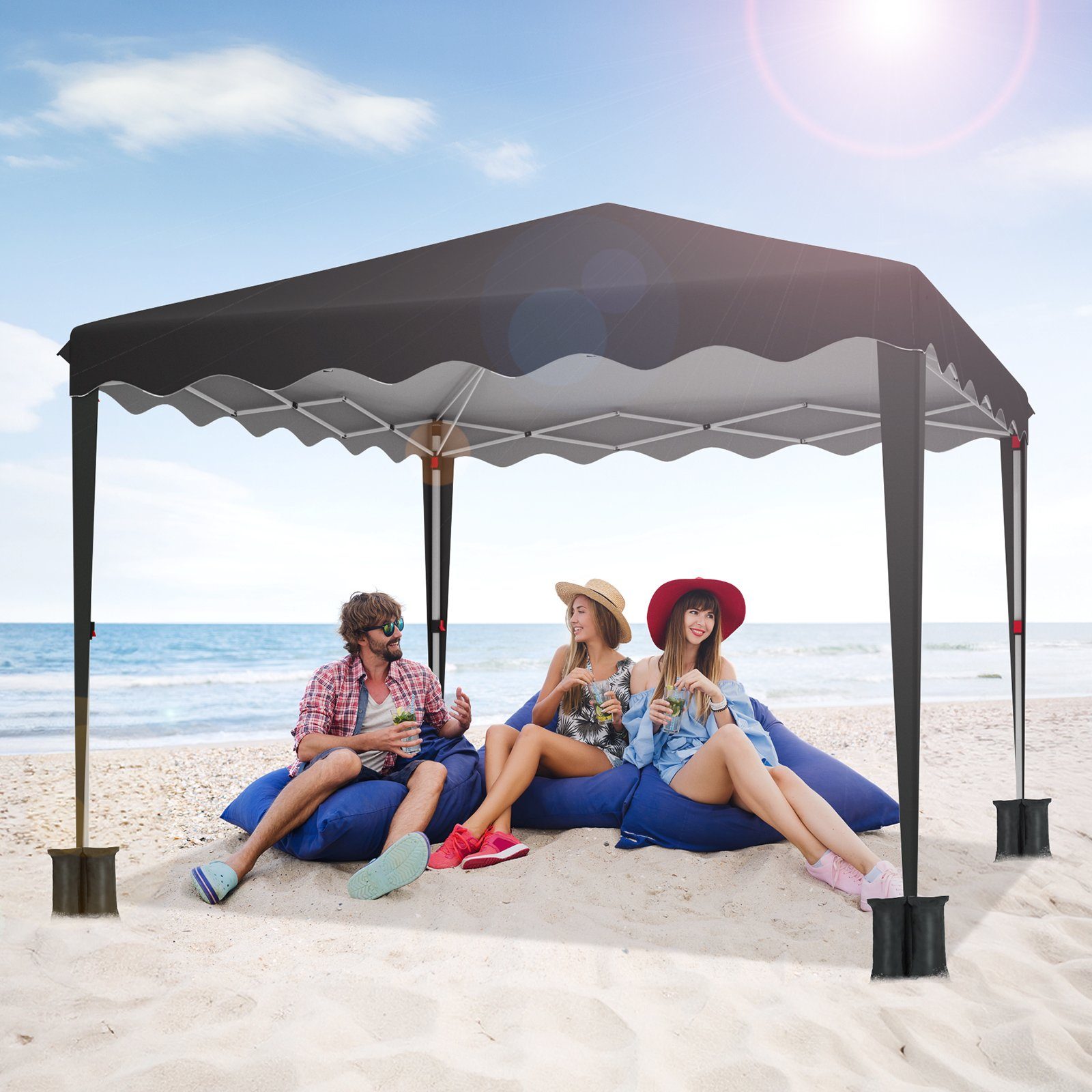TLGREEN Faltpavillon Gartenpavillon Höhenverstellbar, mit 4 günstig online kaufen