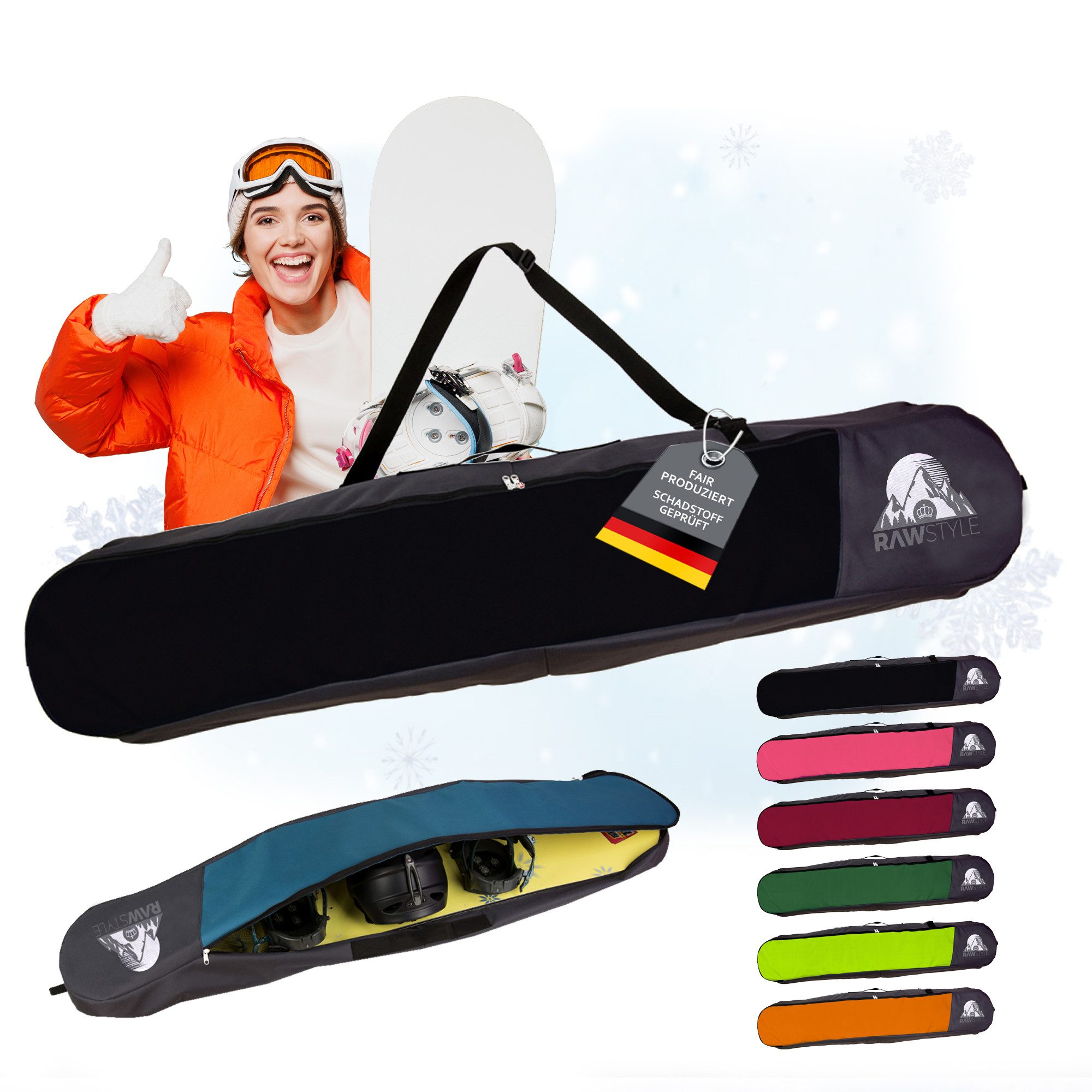BambiniWelt by Rafael K. Skitasche Snowboard Tasche wasserdicht Snowoard Rucksack Board Helm Schuhe