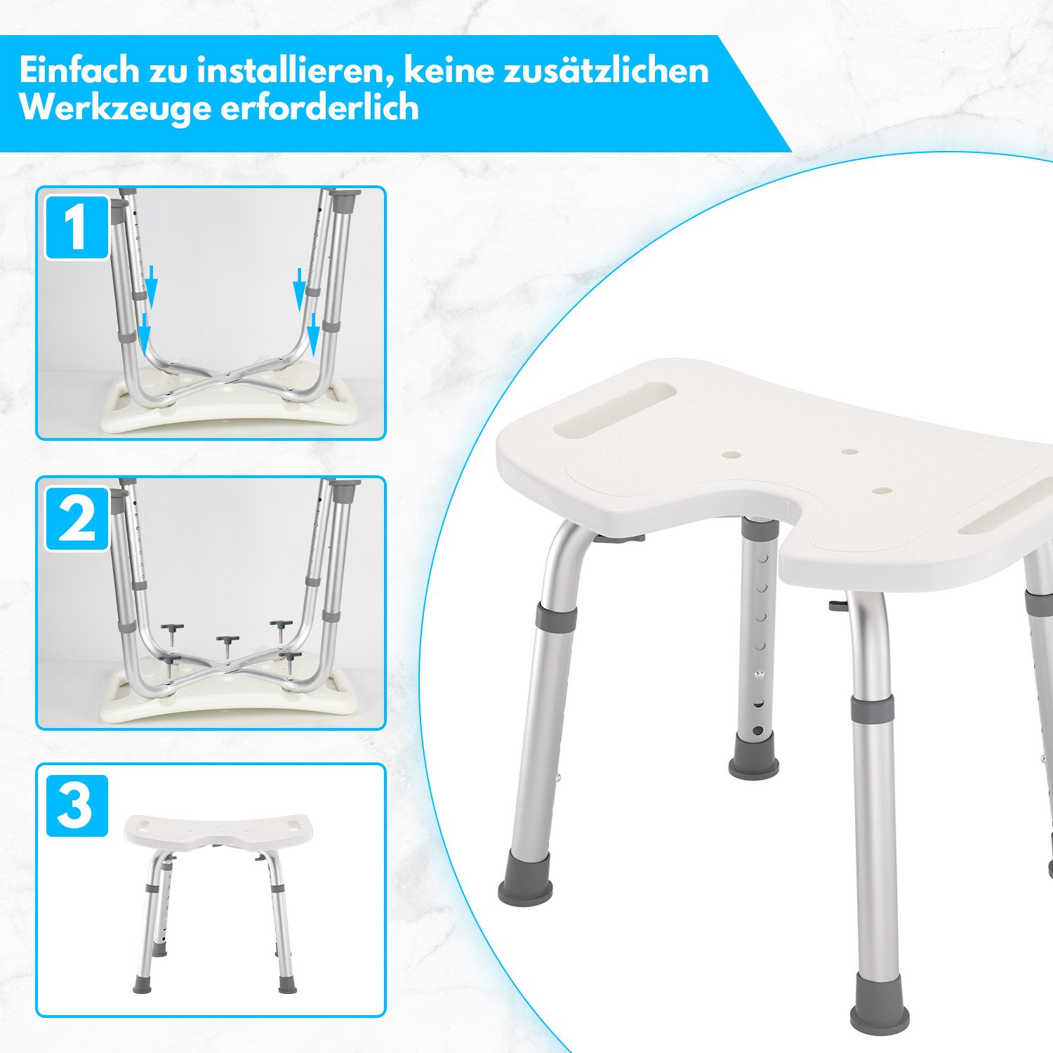 Clanmacy Duschhocker Duschhocker Badhocker belastbar bis 136 kg Duschstuhl
