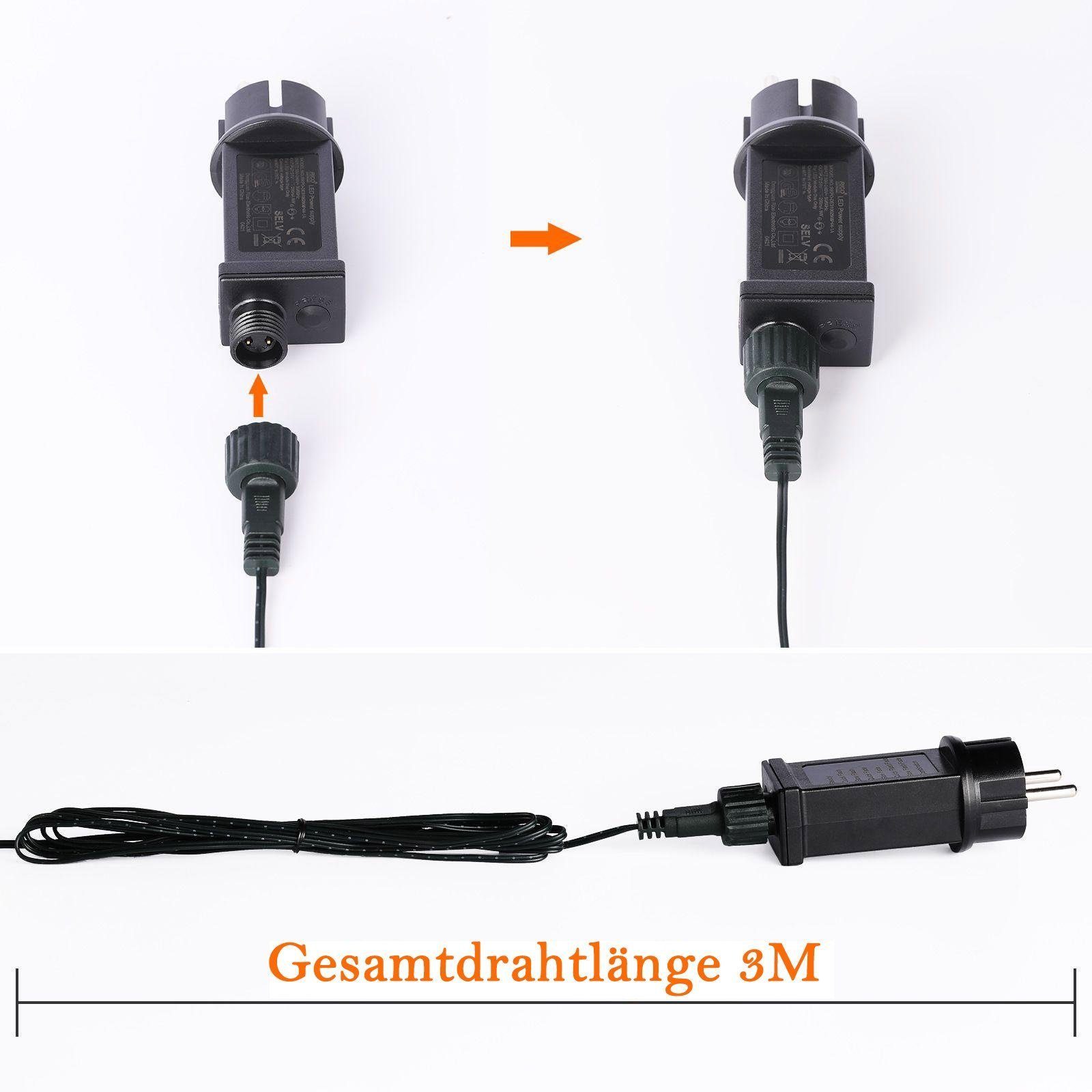 Quntis LED-Lichterkette 10-100M mit stecker für innen/außen, 8 Modi Speicherfunktion, Deko, Weihnachtsdeko Innen/Außen mit 8Modi