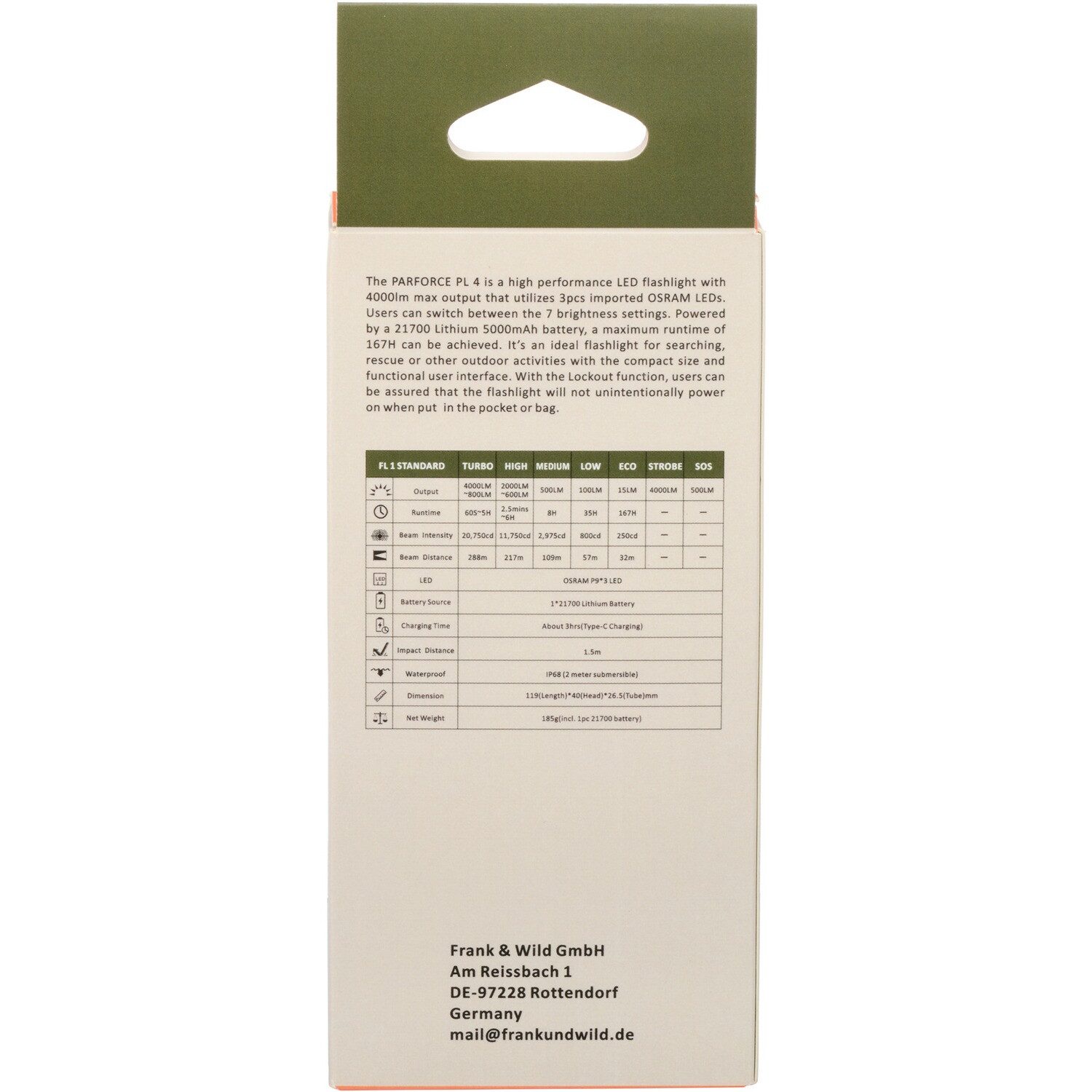 Parforce Taschenlampe Taschenlampe PL 4 4000lm