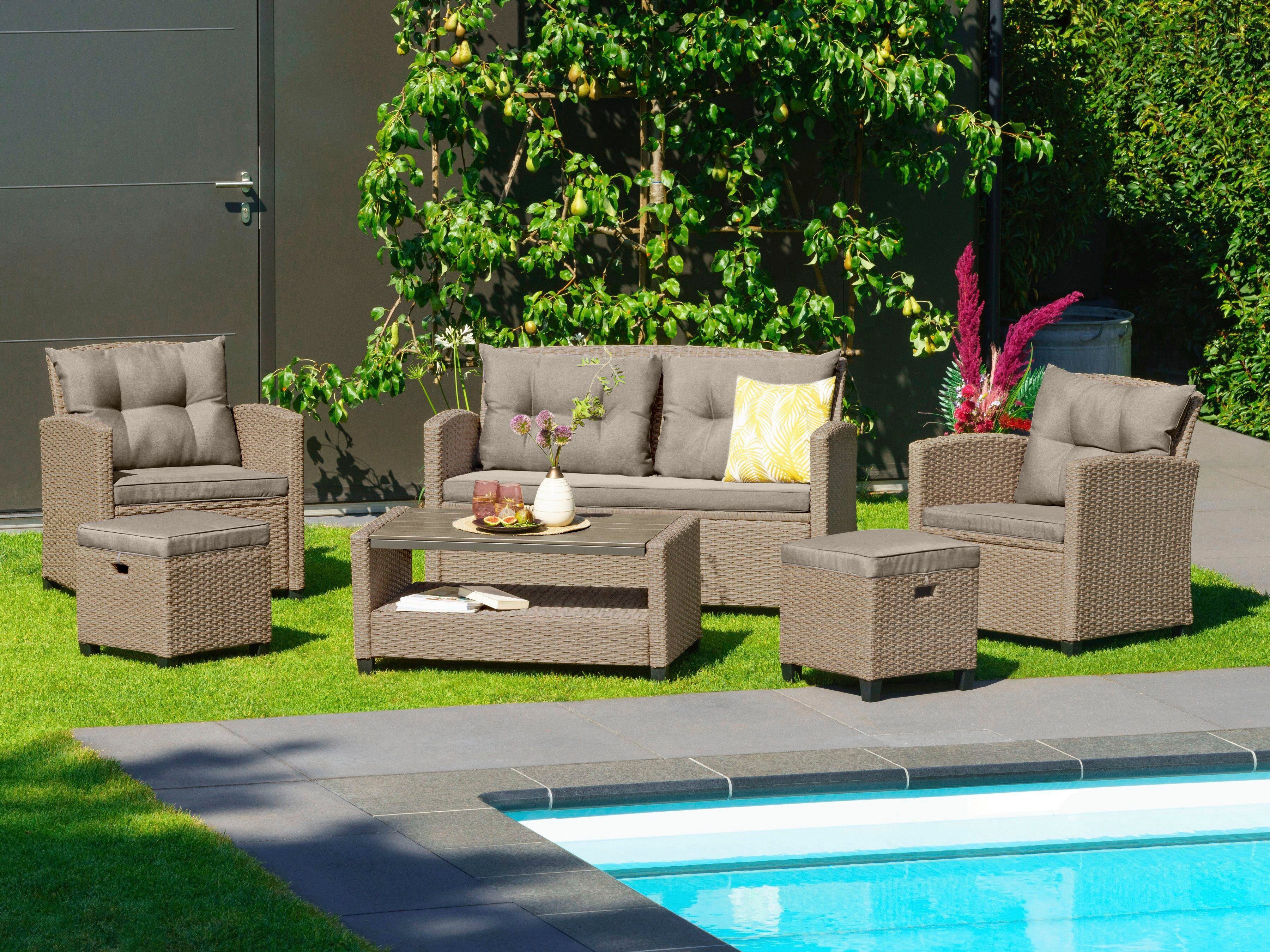 KONIFERA Gartenlounge-Set Lorca, (Set, 16-tlg., 2xSessel,2er Sofa,1xTisch 9 günstig online kaufen