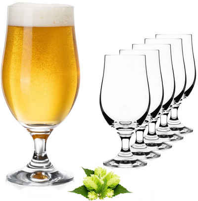 PLATINUX Bierglas »Bierpokale«, Crystalline Glas, 300ml (max. 400ml) Set 6-Teilig Biergläser Bierkelche Biertulpen