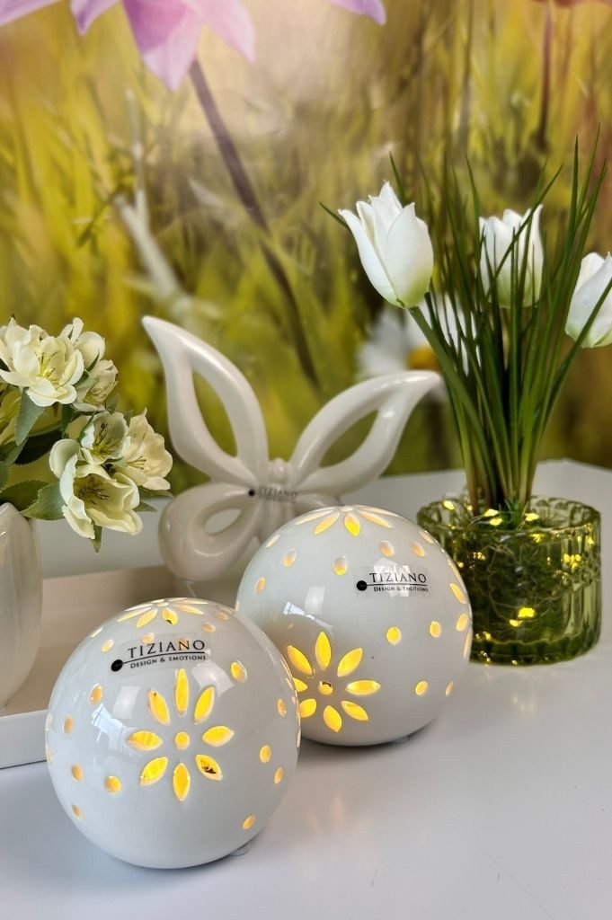TIZIANO - DESIGN & EMOTIONS Dekofigur Lichtkugel Tadino LED creme-weiß