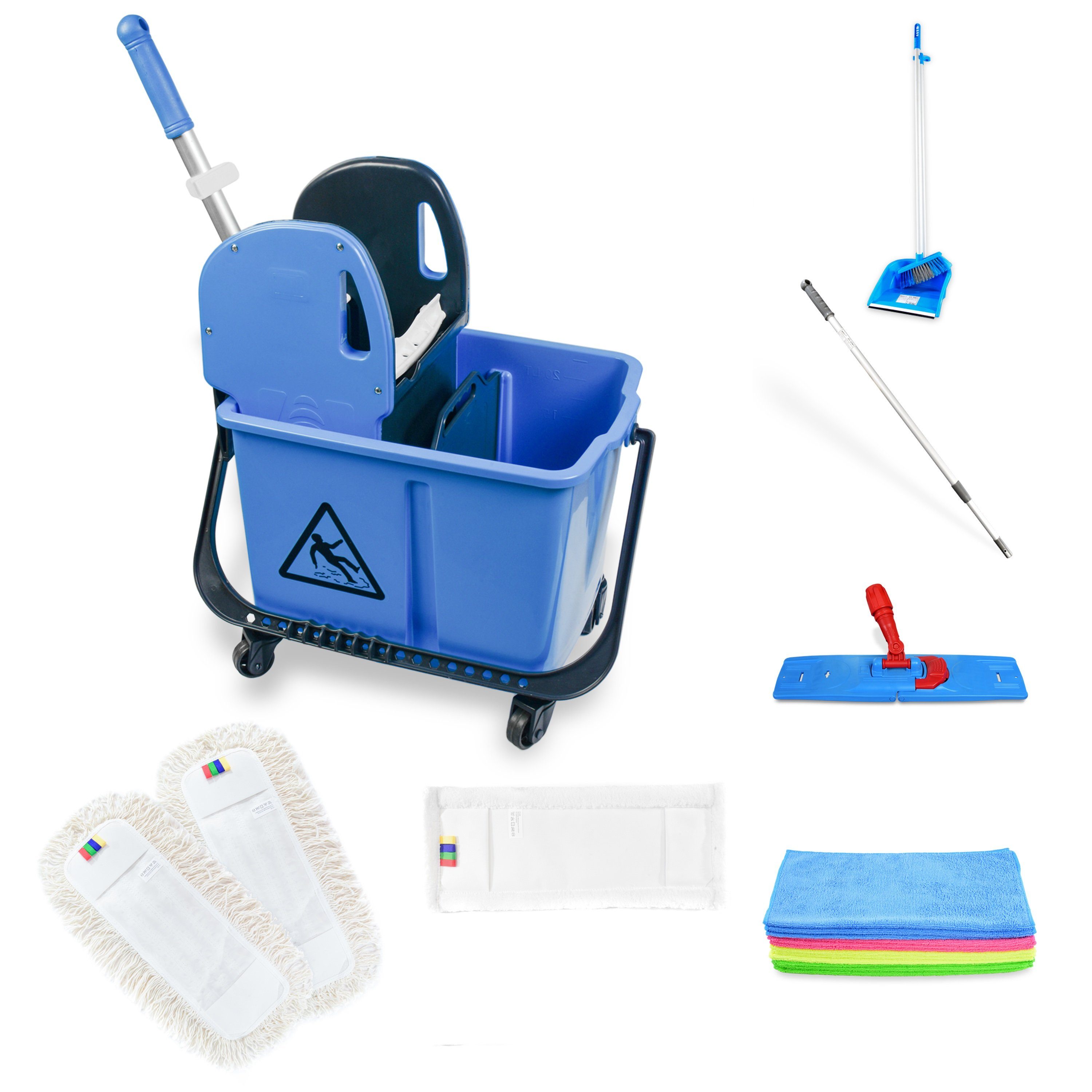 Hypafol Putzwagen 2-Kammer-Mini-Reinigungsfahrwagen mit Mopp-Presse, (mit 24l Eimer mit Trennwand)