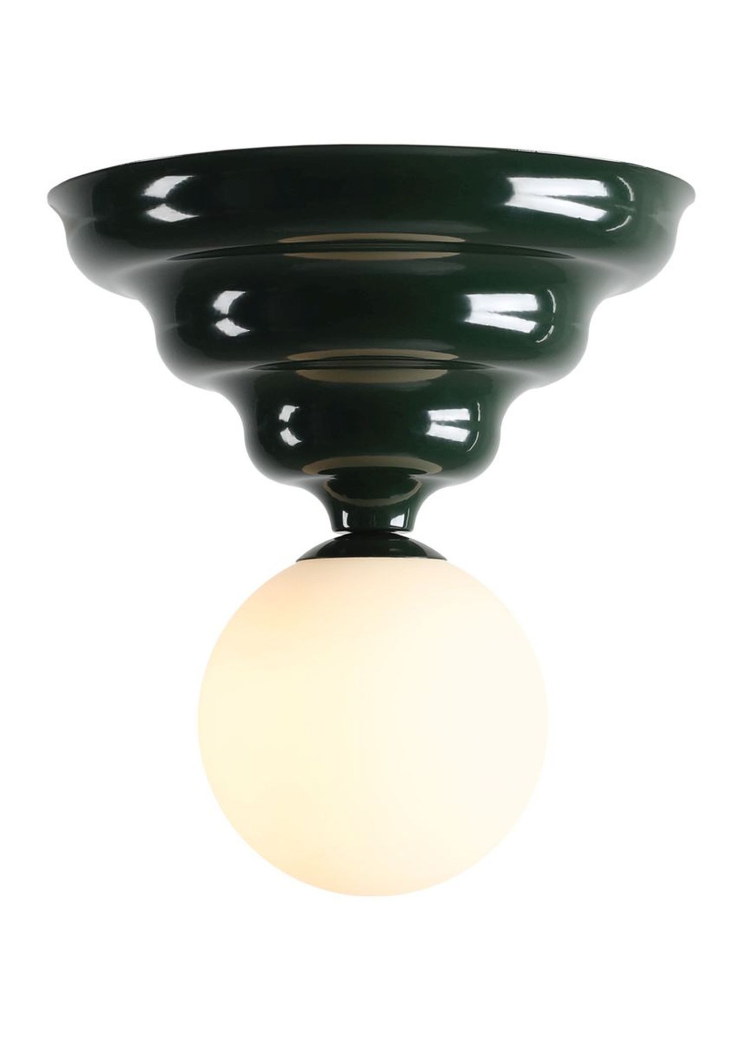 Licht-Erlebnisse Deckenleuchte NAREN, Glas Metall rund Ø 23 cm Grün Weiß G9 Kugel Schirm Modern