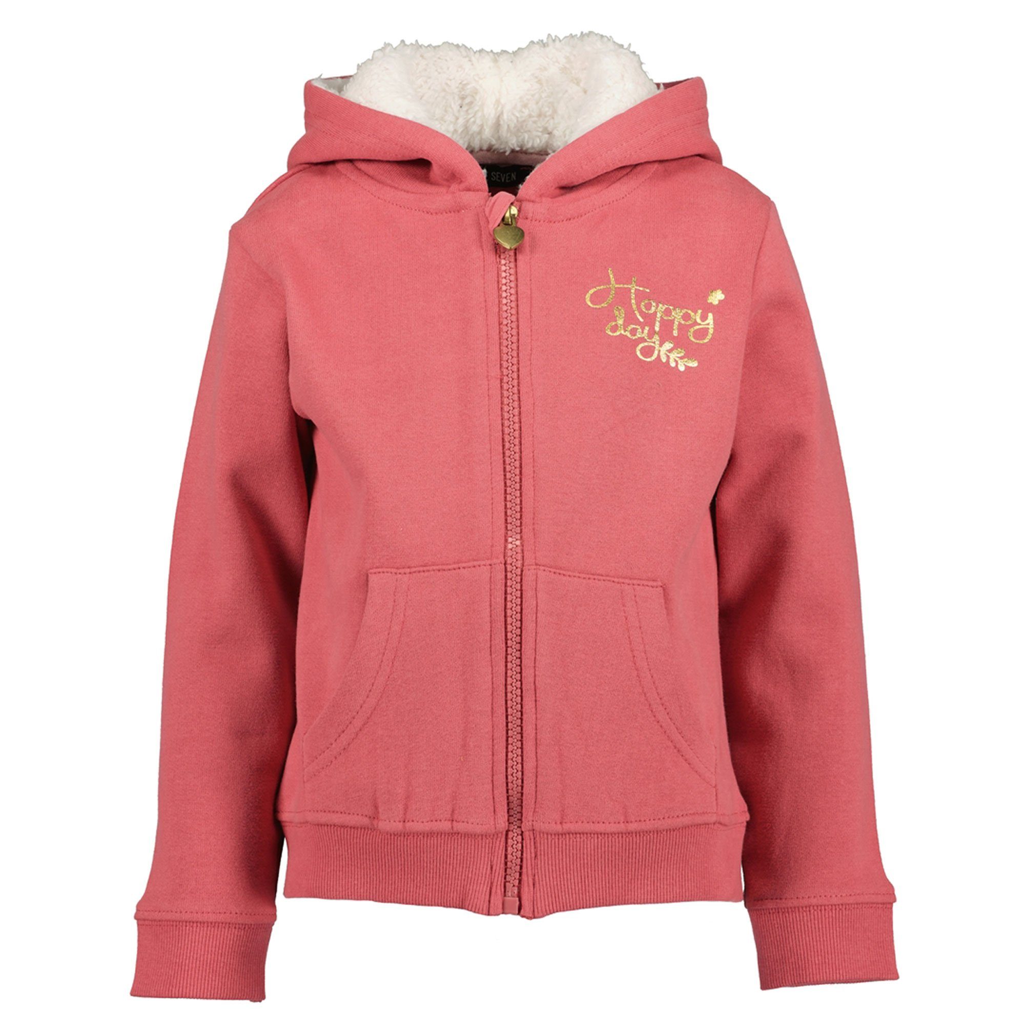 Blue Seven Kapuzensweatjacke (1-tlg) Kinder Mädchen Sweatjacke mit Kapuze - Hoodie Kapuzenjacke Baumwolle beere