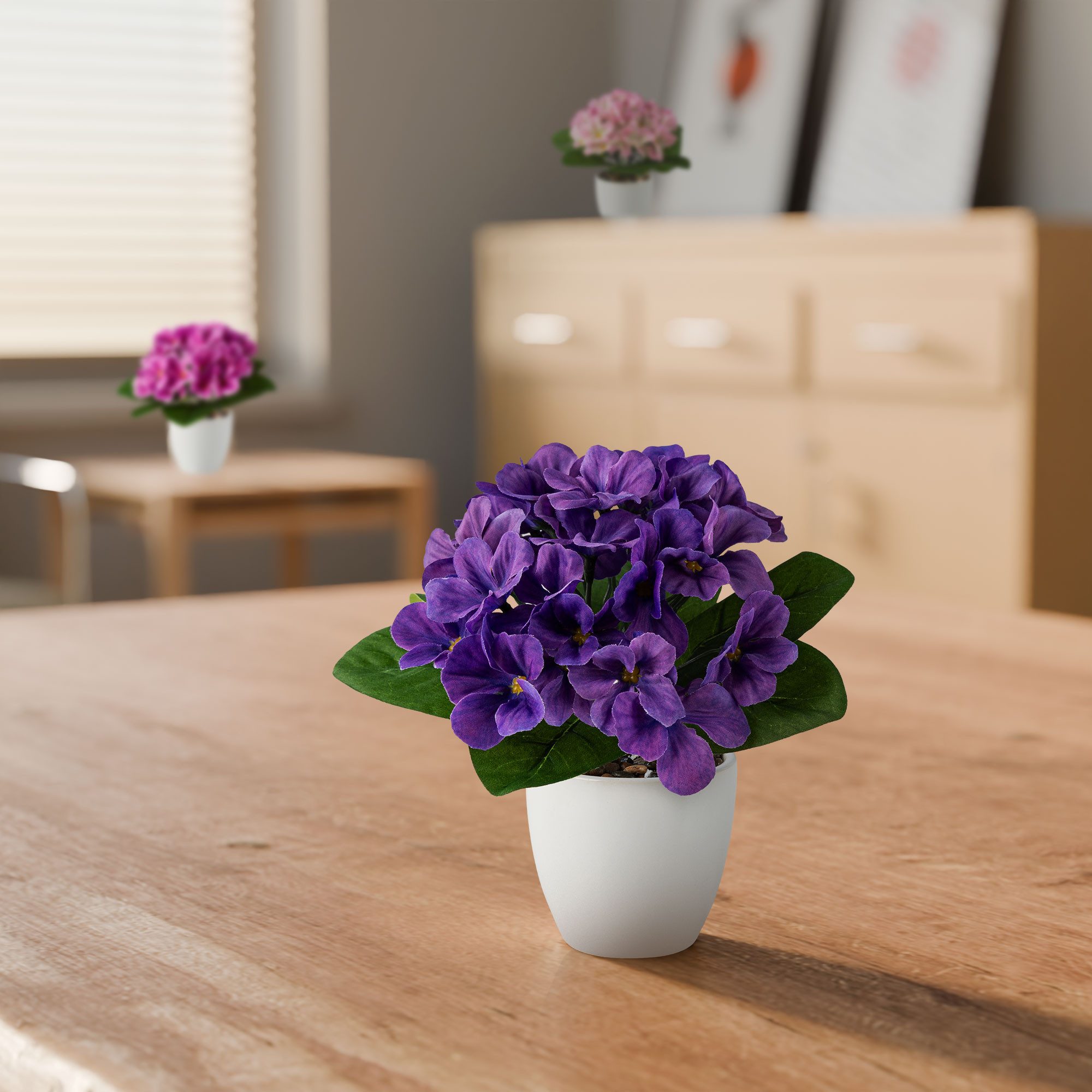 Kunstblume Kunstblumen im Topf, Künstliche Blumen wie echt, Deko Blumen Geranie, Kamelie, Orchidee, Azalee, Veilchen, PASCH, Hochwertiger Keramiktopf