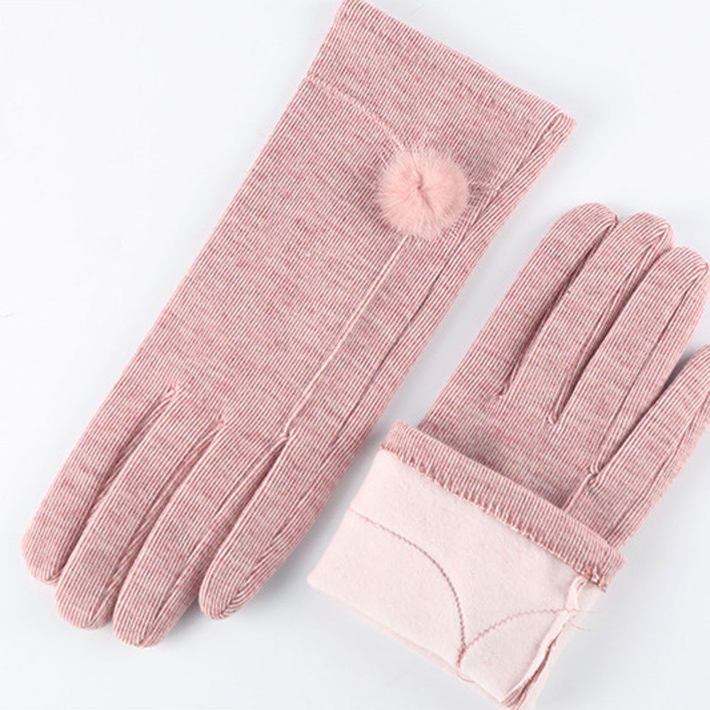 leichte Grau kälteschützend Frackhandschuhe warm Pelzkugeln Elegante Damenhandschuhe Fäustlinge mit Stretch LAKKEC und hohem mit