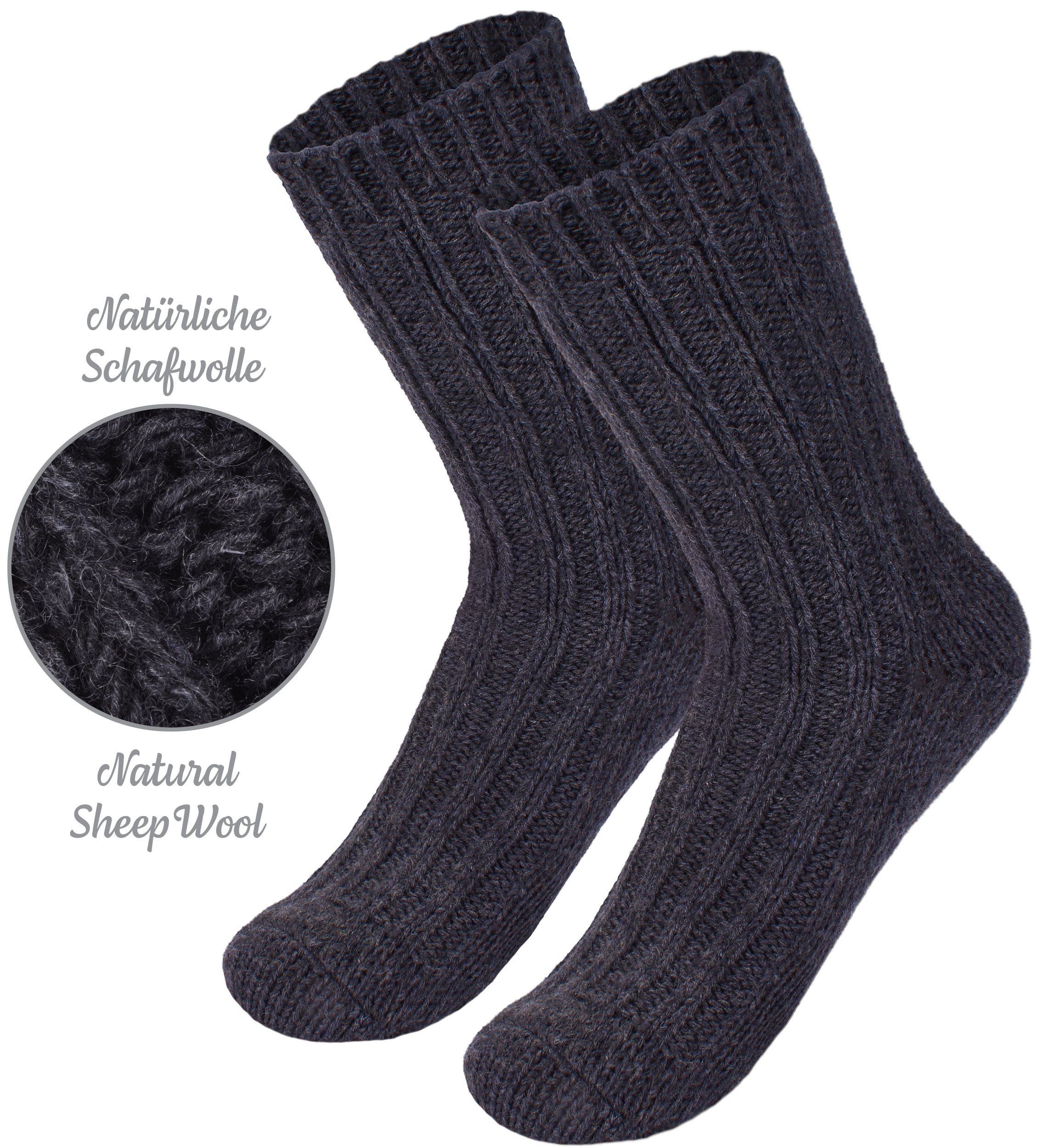 BRUBAKER Socken Kinder Wollsocken - Warme Wintersocken für Jungen und Mädchen (4-Paar, 4er-Pack) Flauschiges Socken Set mit Schafwolle - Winter Kindersocken – Bild 4 von 5