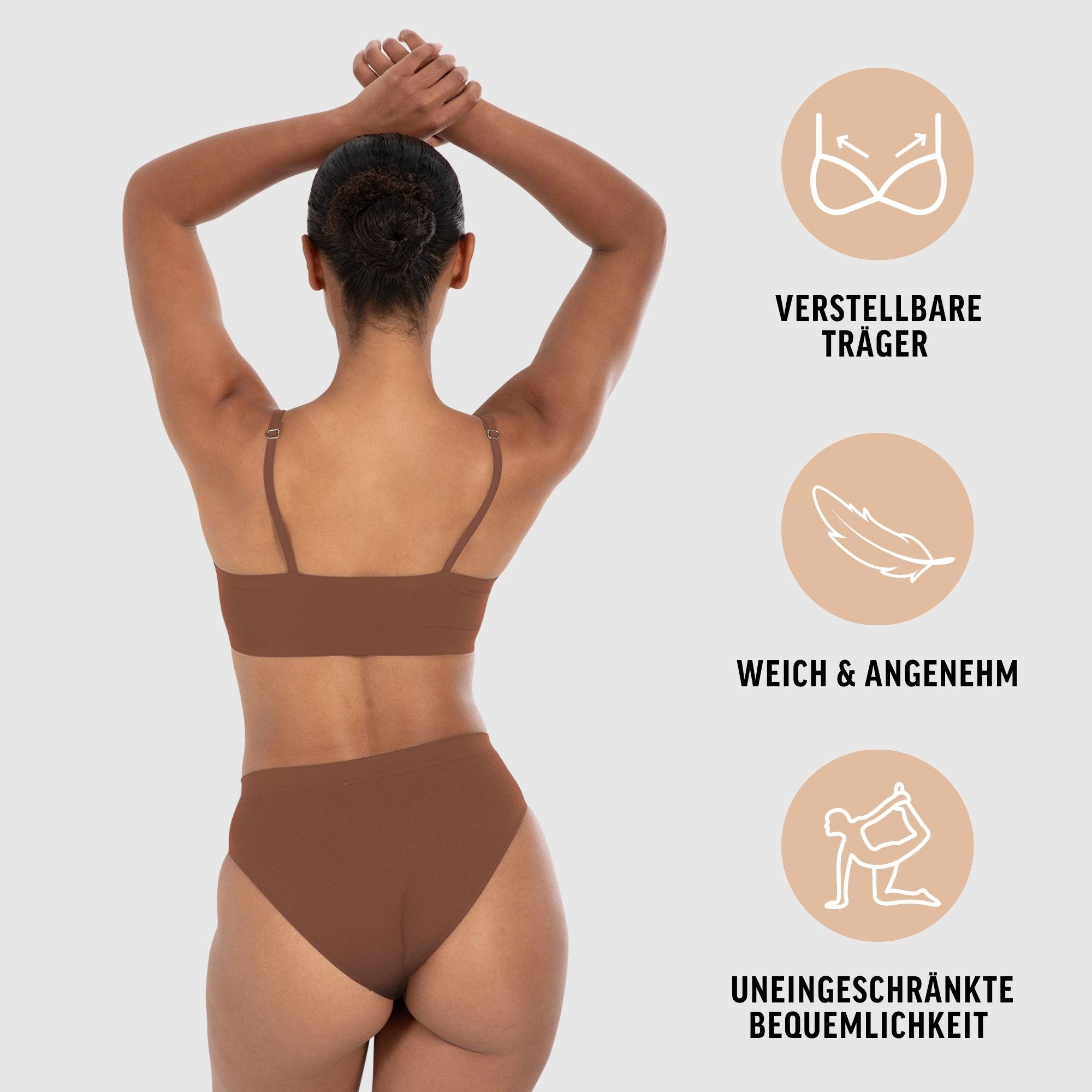 Smilodox Bralette Nysa mit Cups, leicht bügellos Komfort BH, anpassbare Träger Hochwertige Underwear, vielseitig einsetzbar, leichte Shapewear