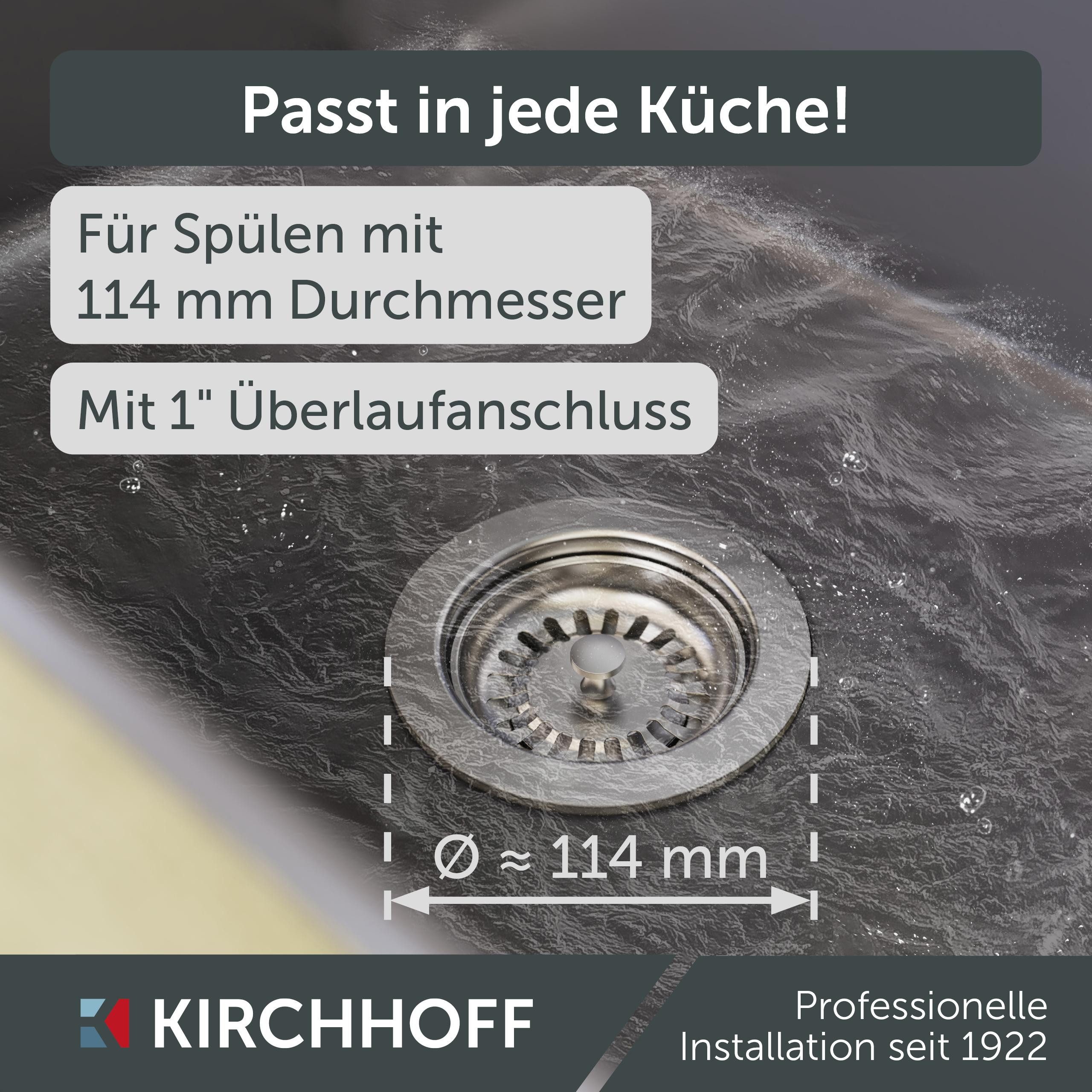 Kirchhoff Ablaufventil ECO-SAVE, Korbventil, 1 1/2"AG, Edelstahl, Sieb, Ø 114 mm