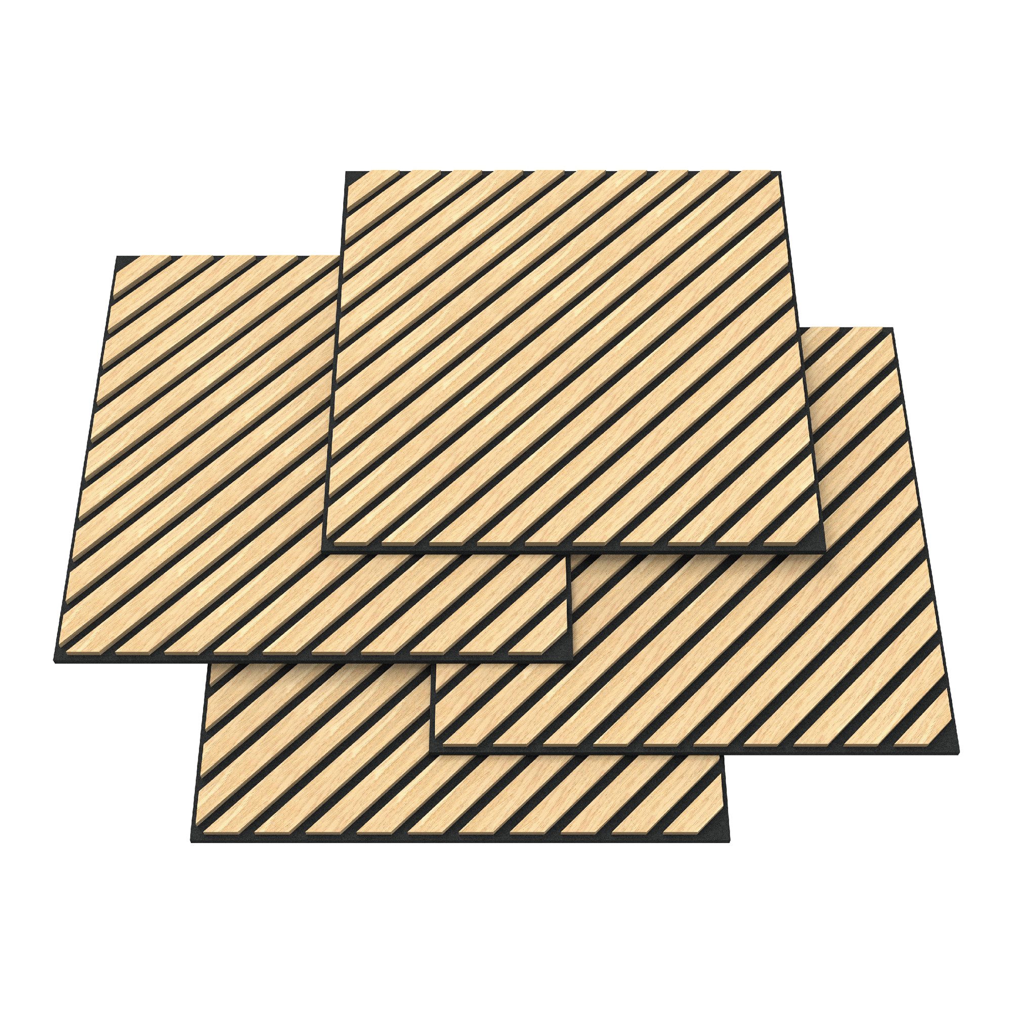 neu.holz 3D Wandpaneel, BxL: 60x60 cm, (Set, 4-tlg) »Vang« mit diagonalen Lamellen 60x60 cm Eichenoptik, hell