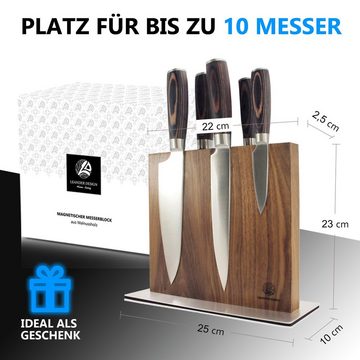 LEANDER DESIGN Magnet-Messerblock Messerblock Magnetisch ohne Messer – Messerhalter aus Walnussholz (1tlg)