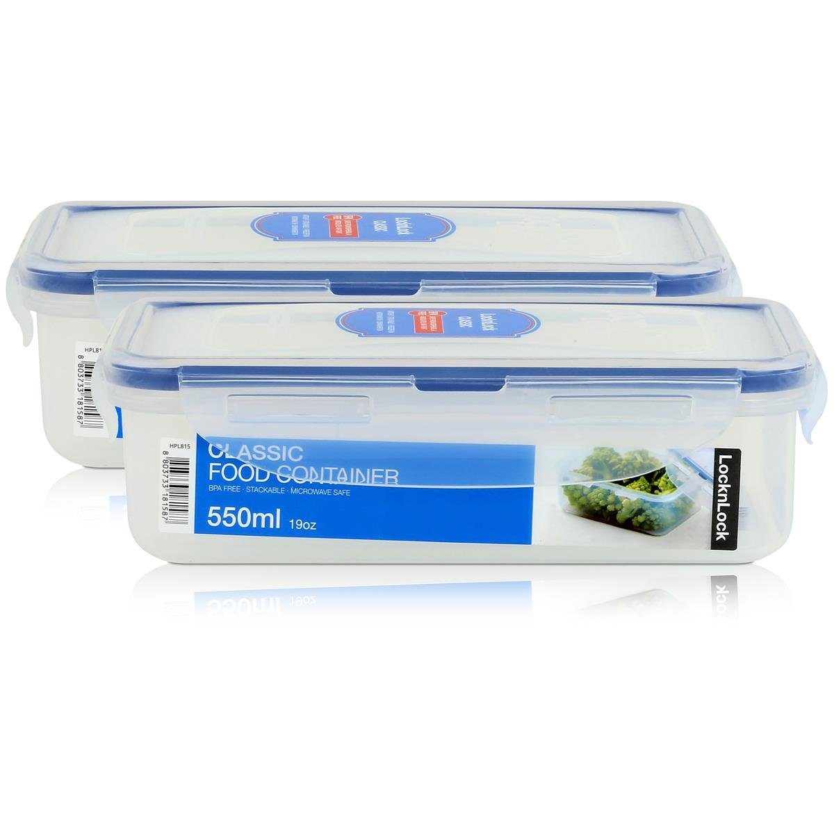 LocknLock Vorratsdose LocknLock Classic HPL815 Frischhaltedose 550ml - Luft & Wasserdicht (2, Kunststoff