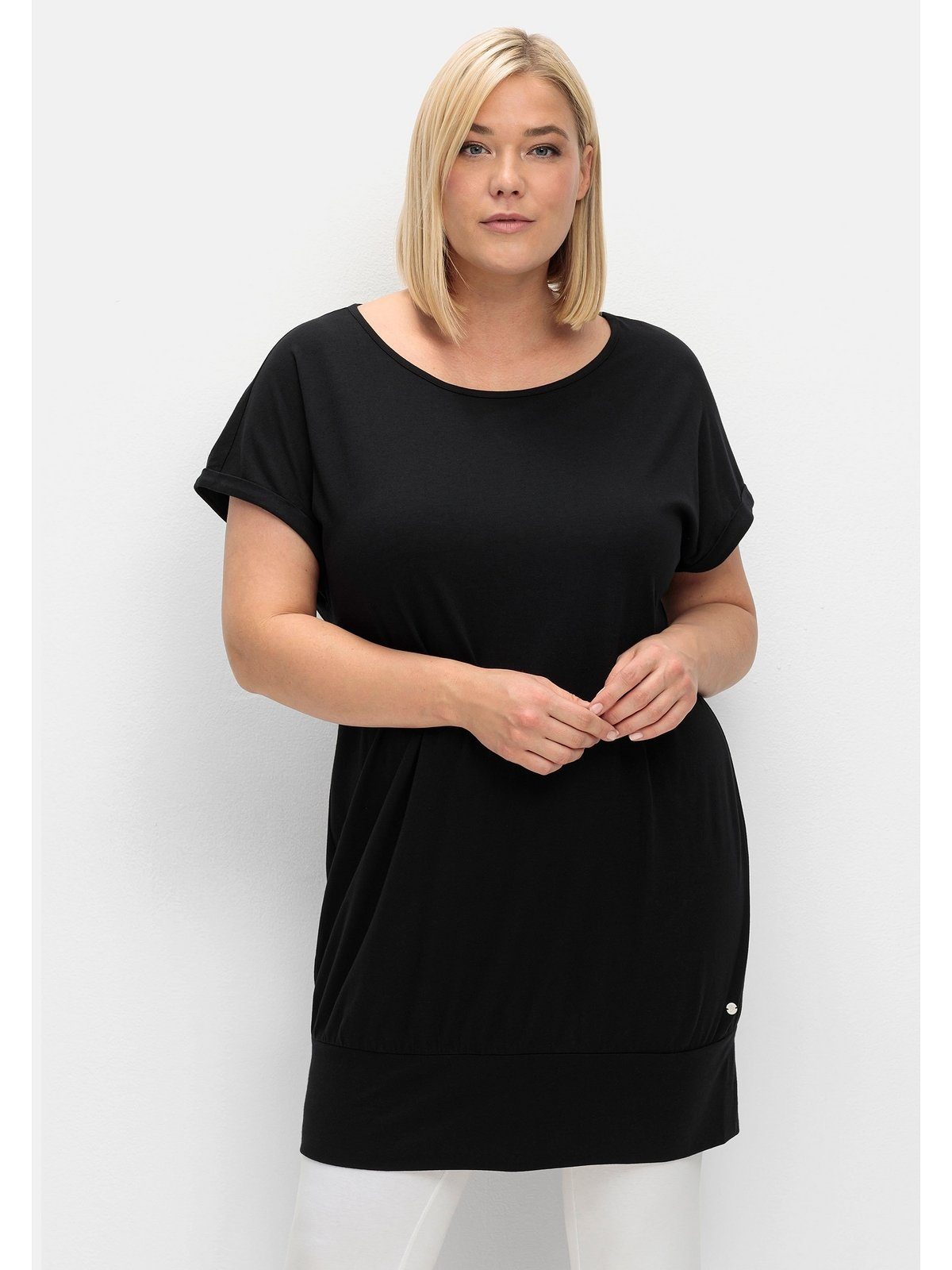 Sheego Longshirt Große Größen mit breitem Saumbündchen