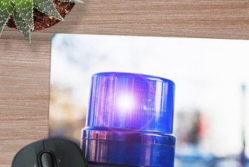 MuchoWow Gaming Mauspad Blinklicht von einem Polizeiauto zu einem Zivilfahrzeug (1-St), Mousepad mit Rutschfester Unterseite, Gaming, 40x40 cm, XXL, Großes