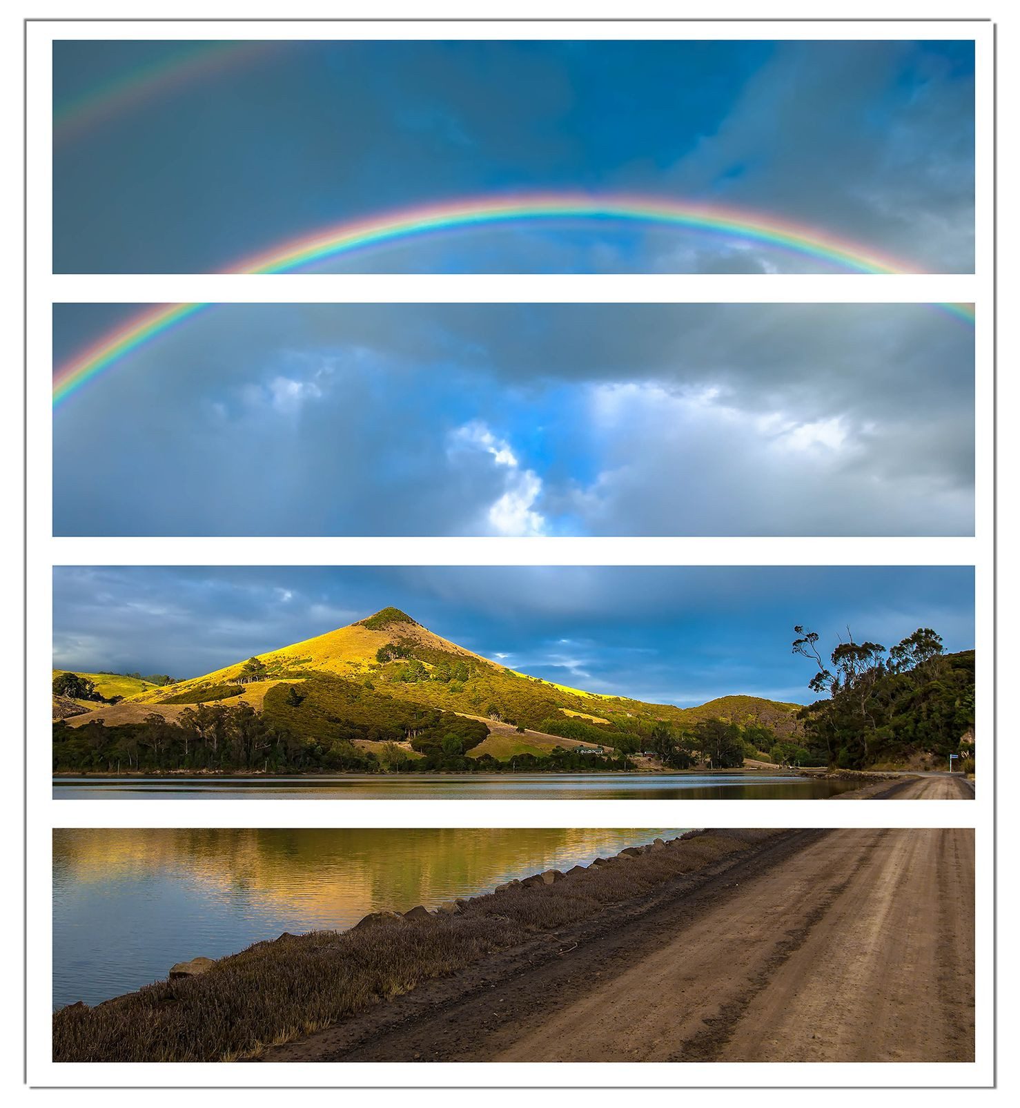 Wallario Möbelfolie Regenbogen über Hügel