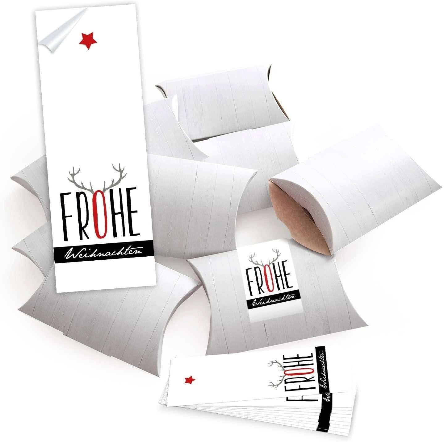 Logbuch-Verlag Geschenkbox 10 Geschenkboxen flach weiß 14,5 x 10,5 x 3 cm mit Banderole „Frohe