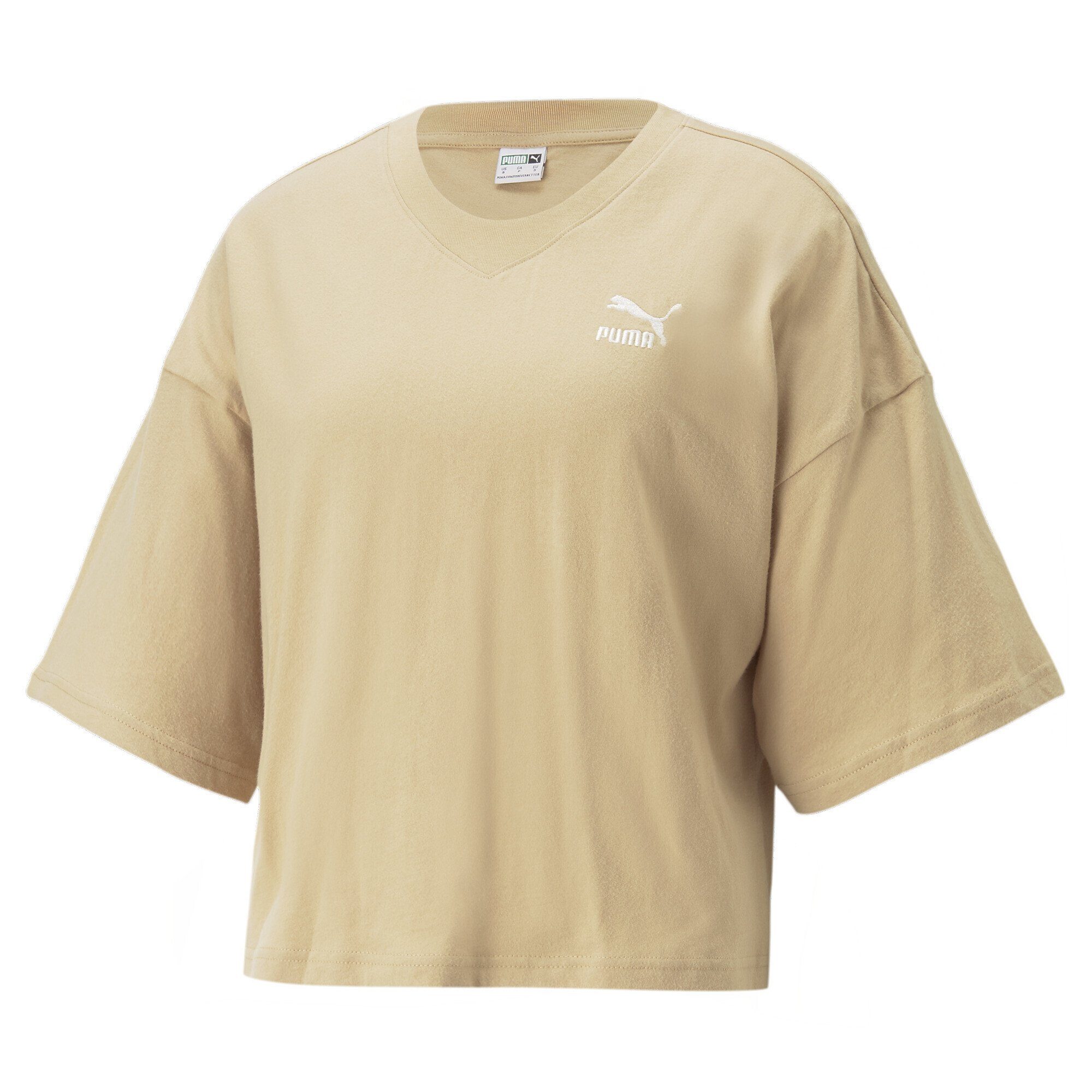 PUMA T-Shirt Classics Tan Damen T-Shirt Oversized Beige Dusty