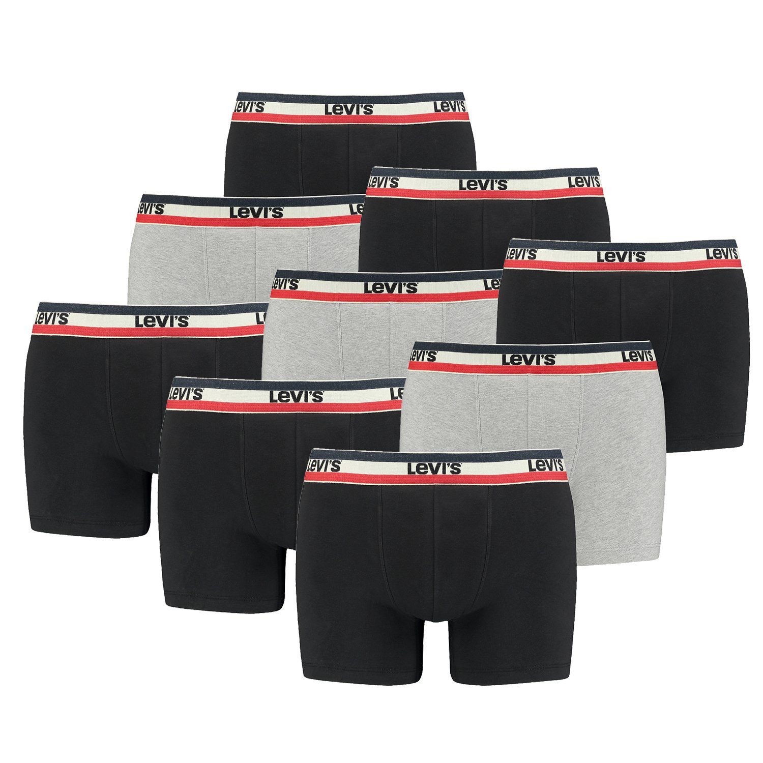 Levi's® Boxershorts / Black Men Grey Boxer (9-St., Logo Melange Sprtswr LEVIS 9P 9er-Pack)