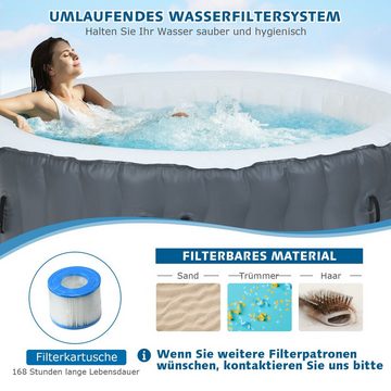 COSTWAY Whirlpool, Ø180cm, mit 108 Massagedüsen Heizfunktion, für 4 Personen