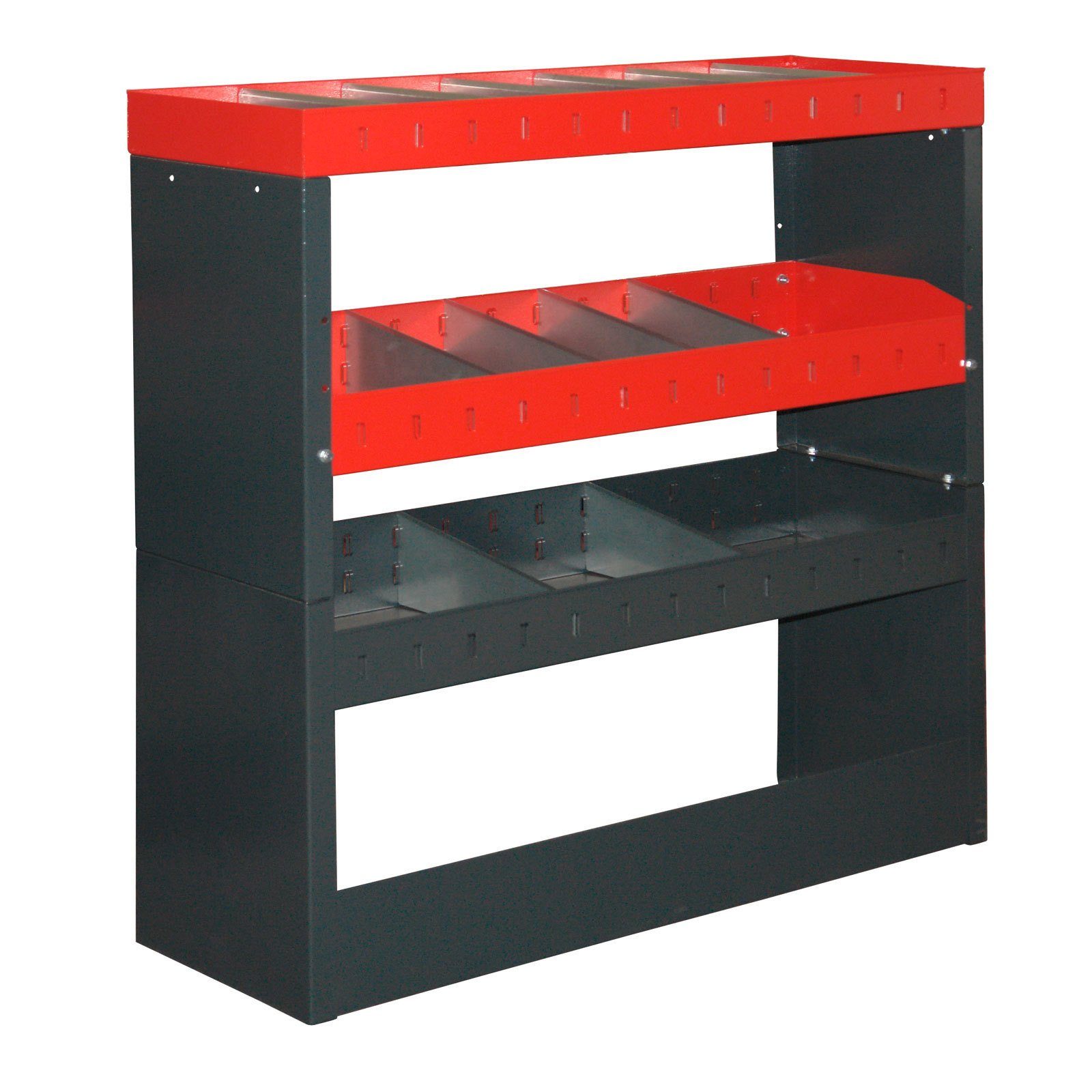 PROREGAL® Mehrzweckschrank Fahrzeugregal Raptor mit 2x unterteilbaren Böden, Grau/Rot