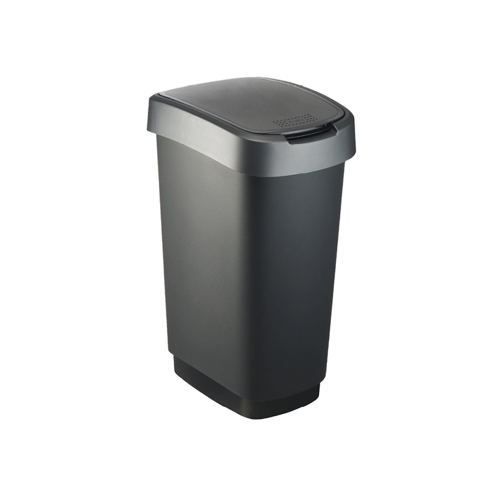 ROTHO Mülleimer Rotho Swingeimer Twist 50 L schwarz silber