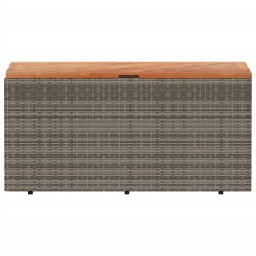 vidaXL Auflagenbox Gartentruhe Grau 110x50x54 cm Polyrattan Akazienholz Auflagenbox Kisse