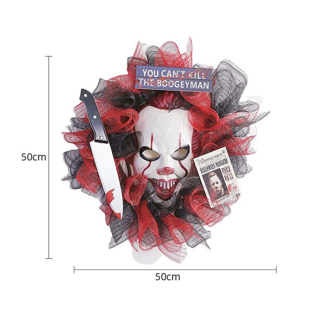 Kunstgirlande Halloween Clown Dekoration Tür Maske Kränze, Party hängend, DÖRÖY Kranz
