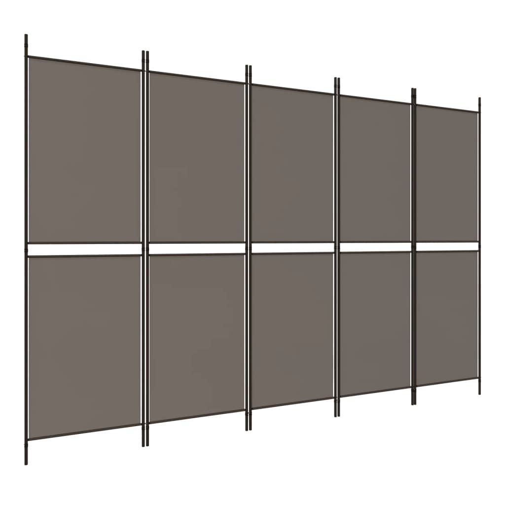vidaXL Raumteiler 5-tlg. Paravent Anthrazit 250x220 cm Stoff, 1-tlg.