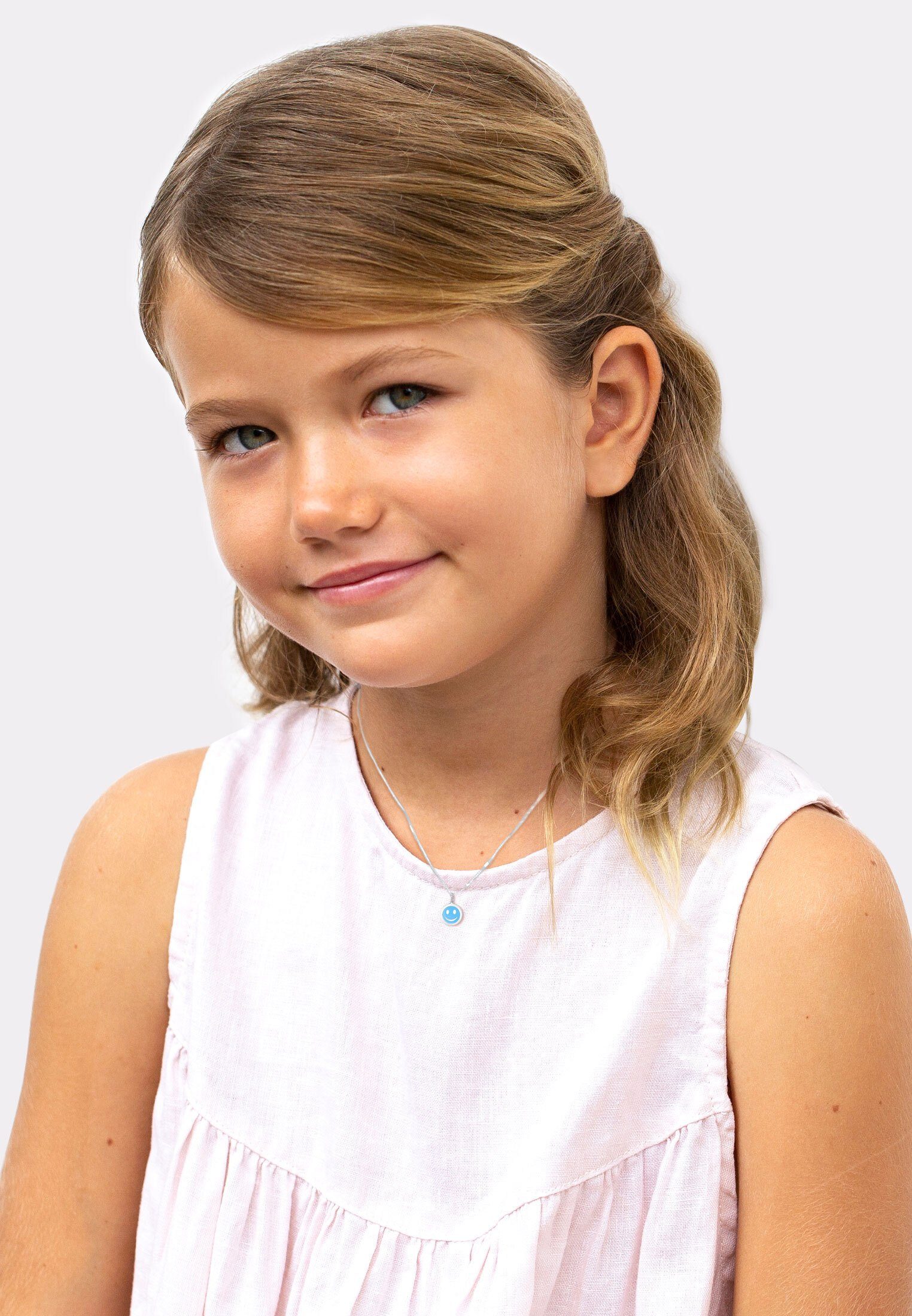 Anhänger Kids mit Plättchen 925 Smiling Emaille Elli Silber Kette Hellblau