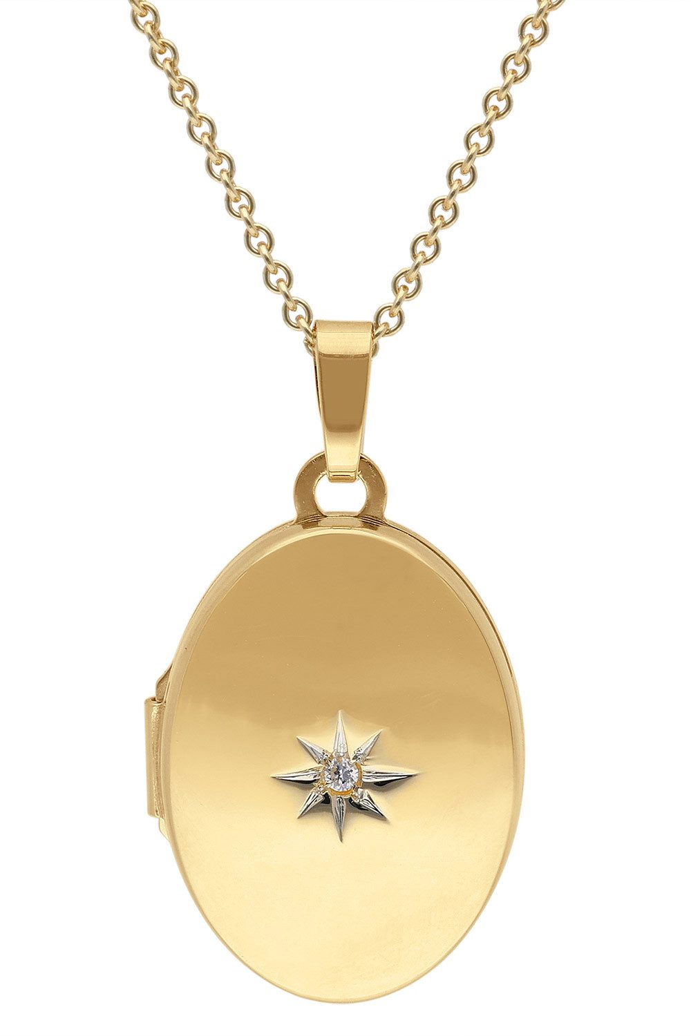 trendor Kette mit Anhänger Medaillon mit Diamant Gold 585/14K an vergoldete günstig online kaufen