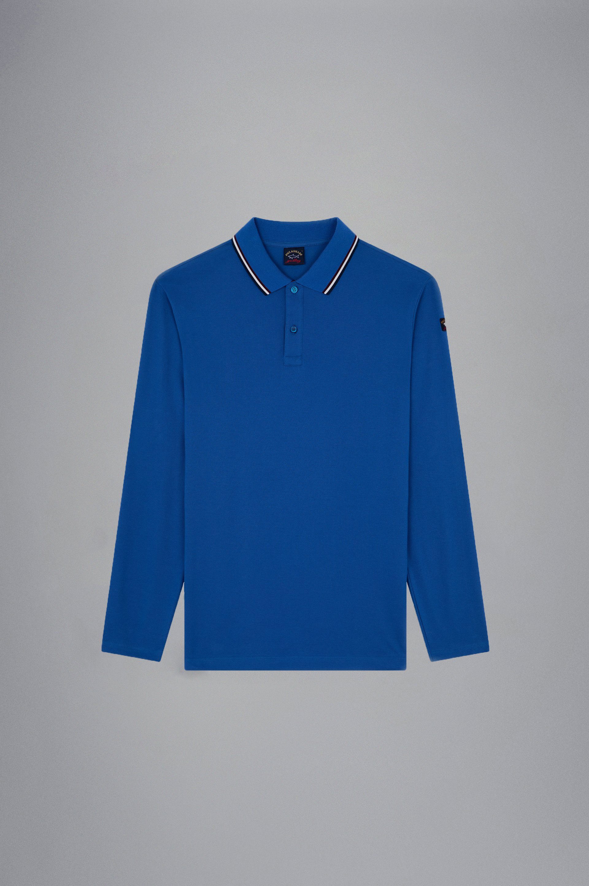 Turquoise aus Poloshirt Baumwoll-Piqué SHARK & PAUL Langarm-Poloshirt