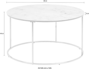 ACTONA GROUP Couchtisch (1 Tisch), Rund Ø80, Glas mit Marmoroptik