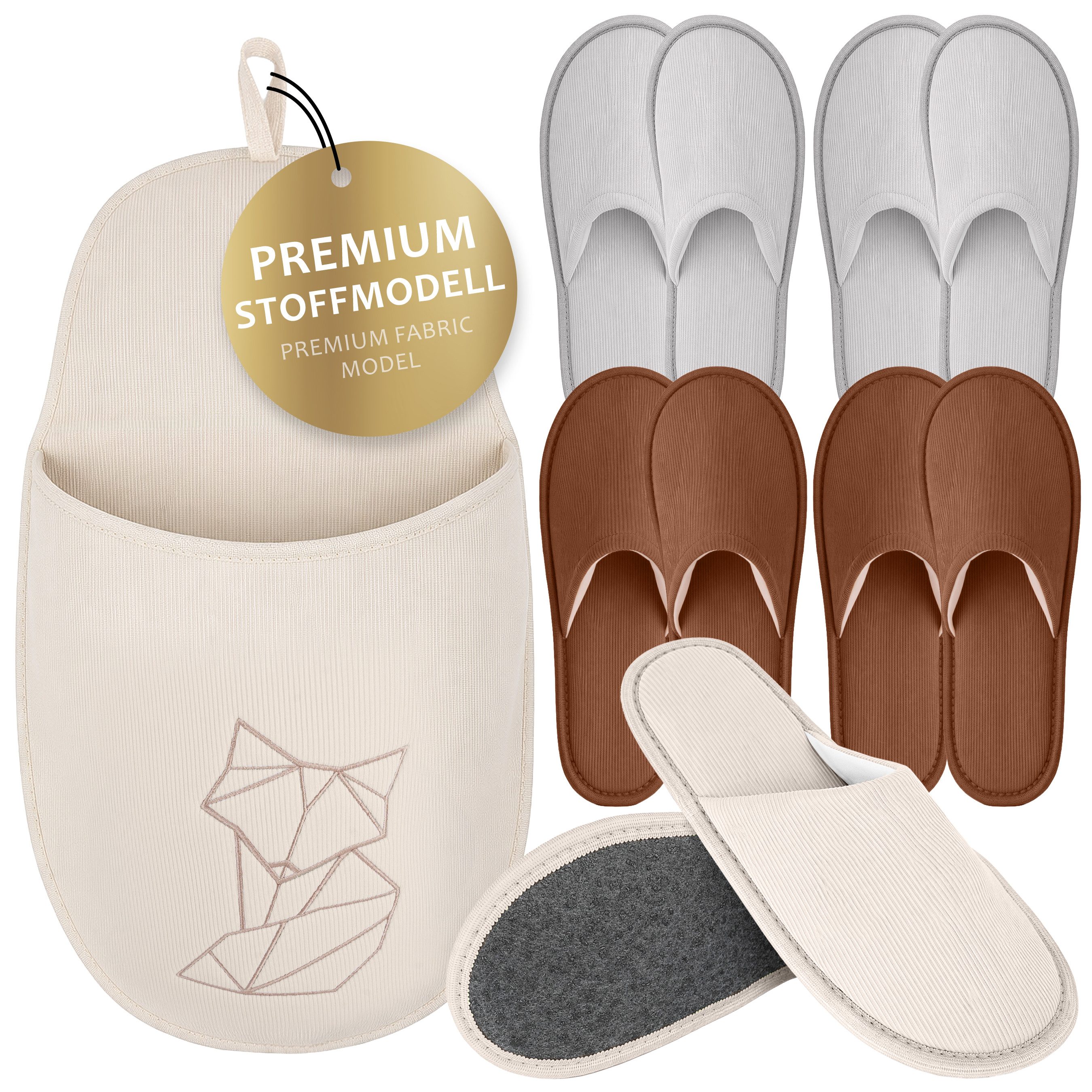 ONVAYA Premium Gästehausschuhe Set „Fuchs“, Guest Slippers Hausschuh