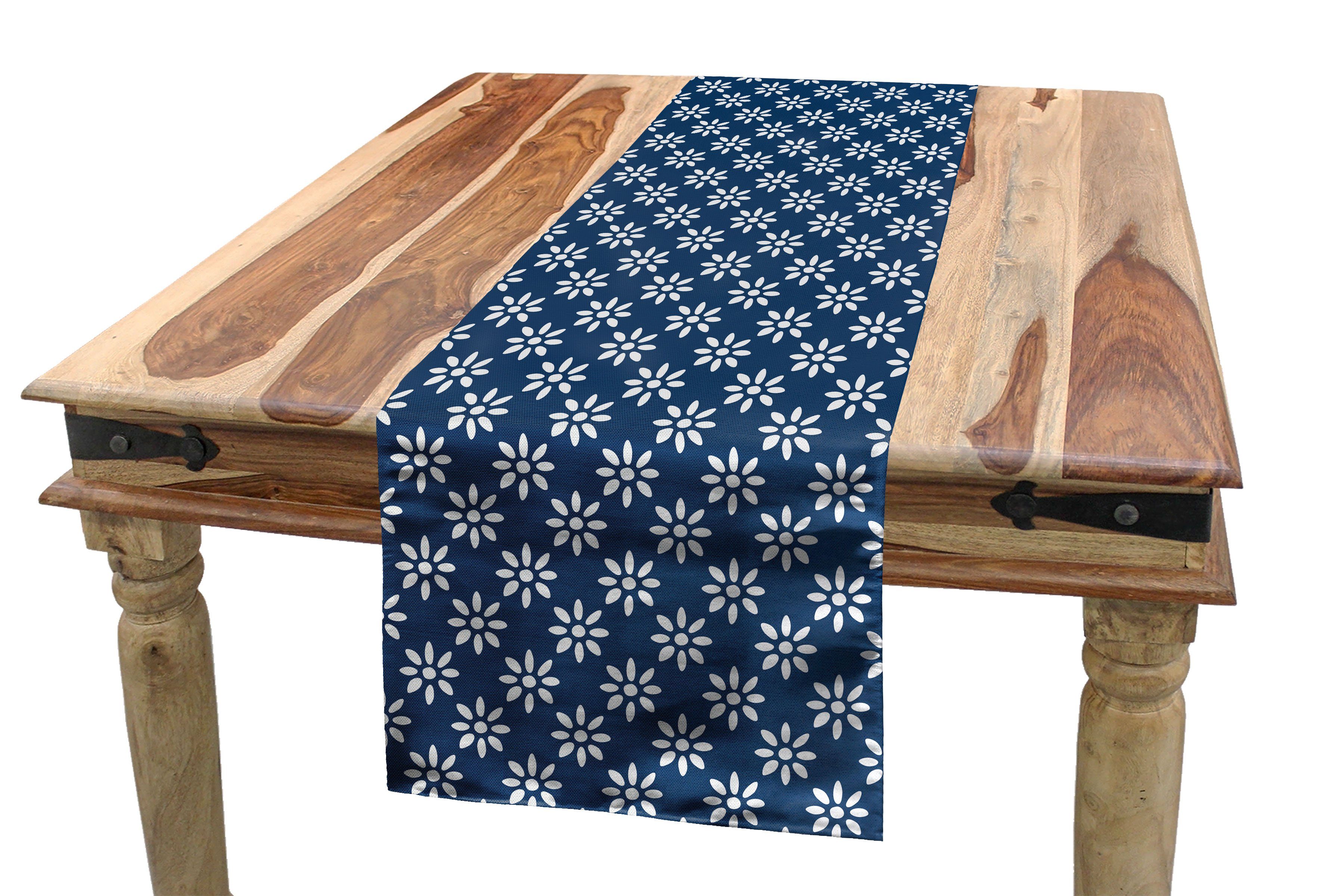 Abakuhaus Tischläufer Esszimmer Küche Rechteckiger Dekorativer Tischläufer, Navy blau Daisy wie Blumen
