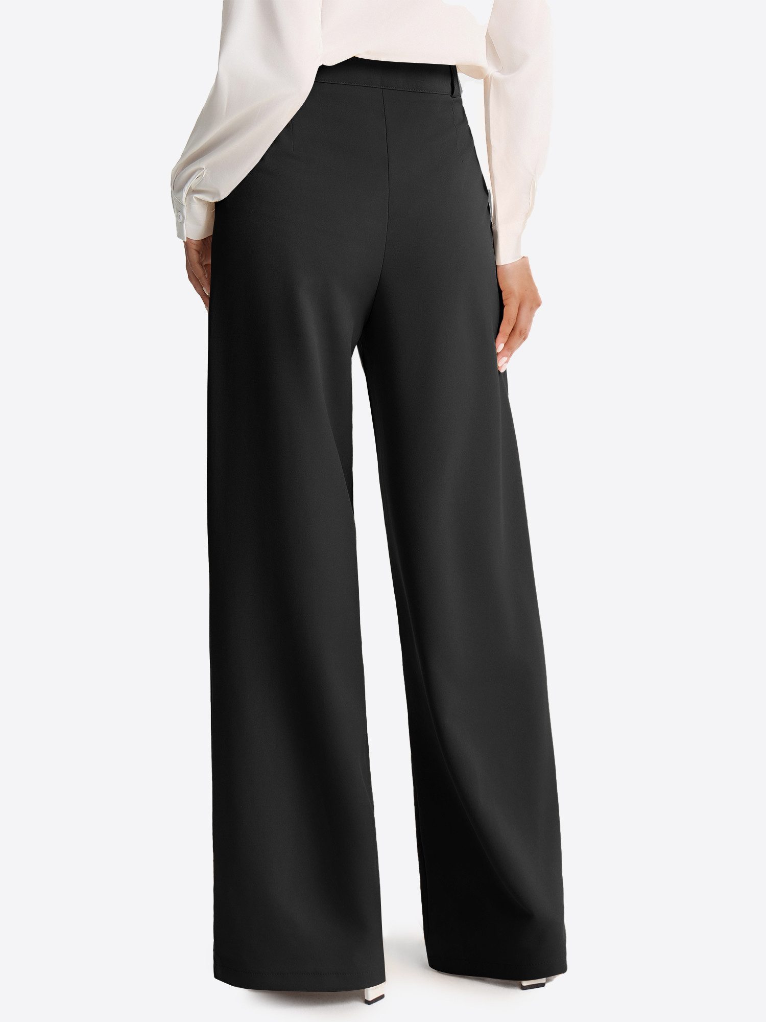 Imily Bela Palazzohose Damen Palazzohose mit Bundfalten und hoher Taille (Packung, 1-tlg., 1per-Pack) mit Knöpfen