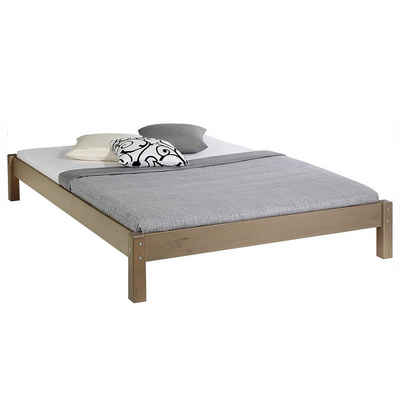 IDIMEX Futonbett TAIFUN, Futonbett Bett Doppelbett Massivholzbett,Kiefer, taupe lackiert, 140