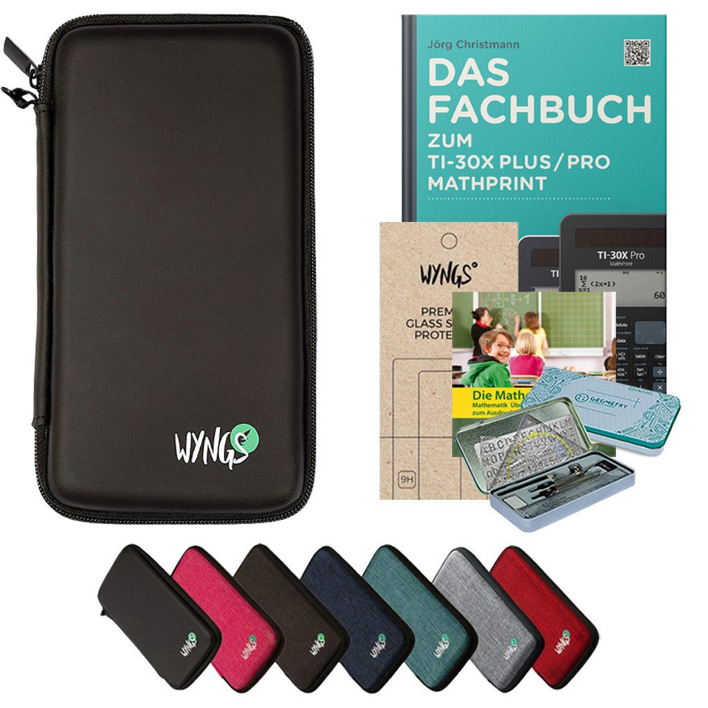CALCUSO Taschenrechner Zubehör zum TI-30X Plus/Pro MathPrint - Premium Set in Schwarz