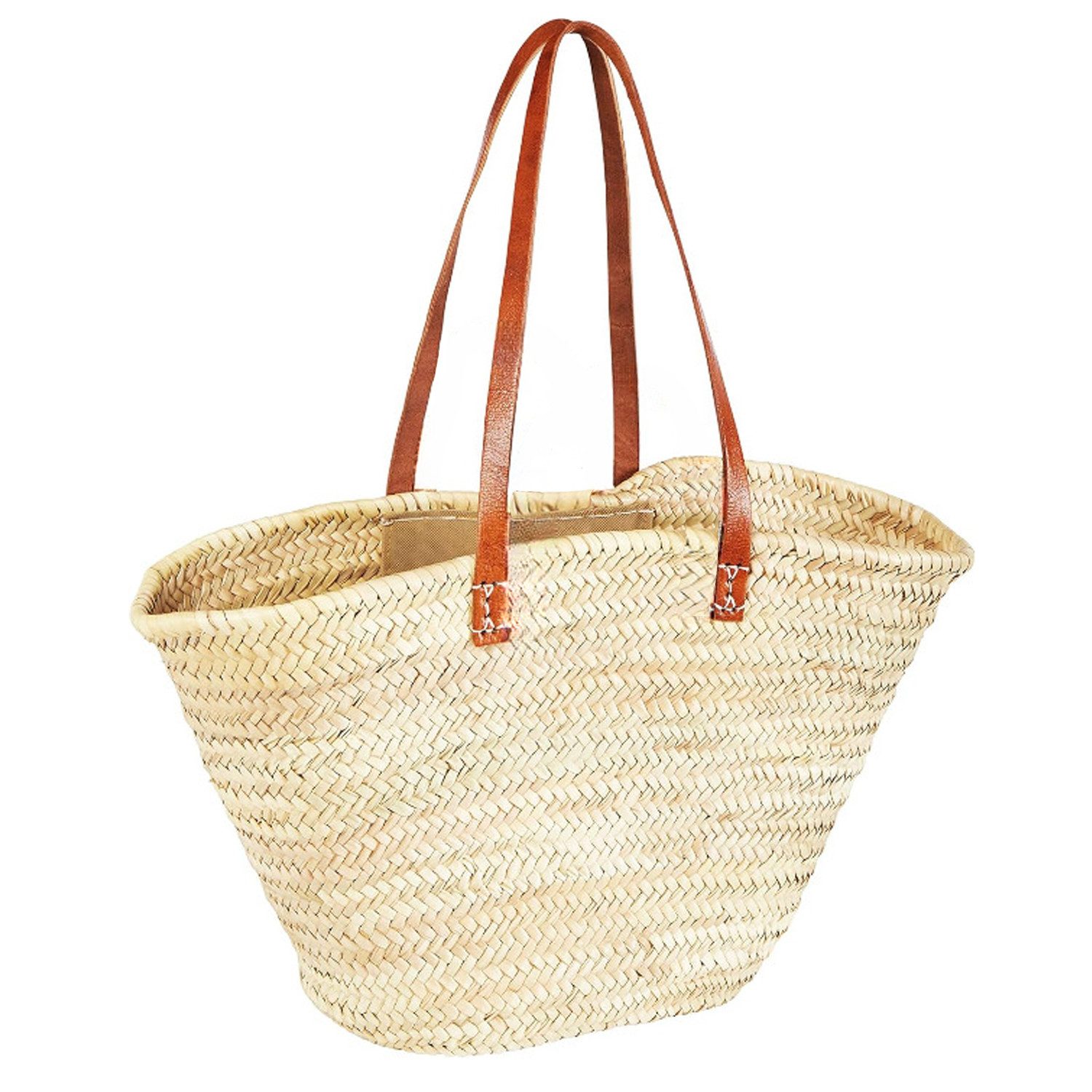 Korbtasche Cestal Lang - Korbtasche Strandtasche 55cm aus Palmblatt & Leder